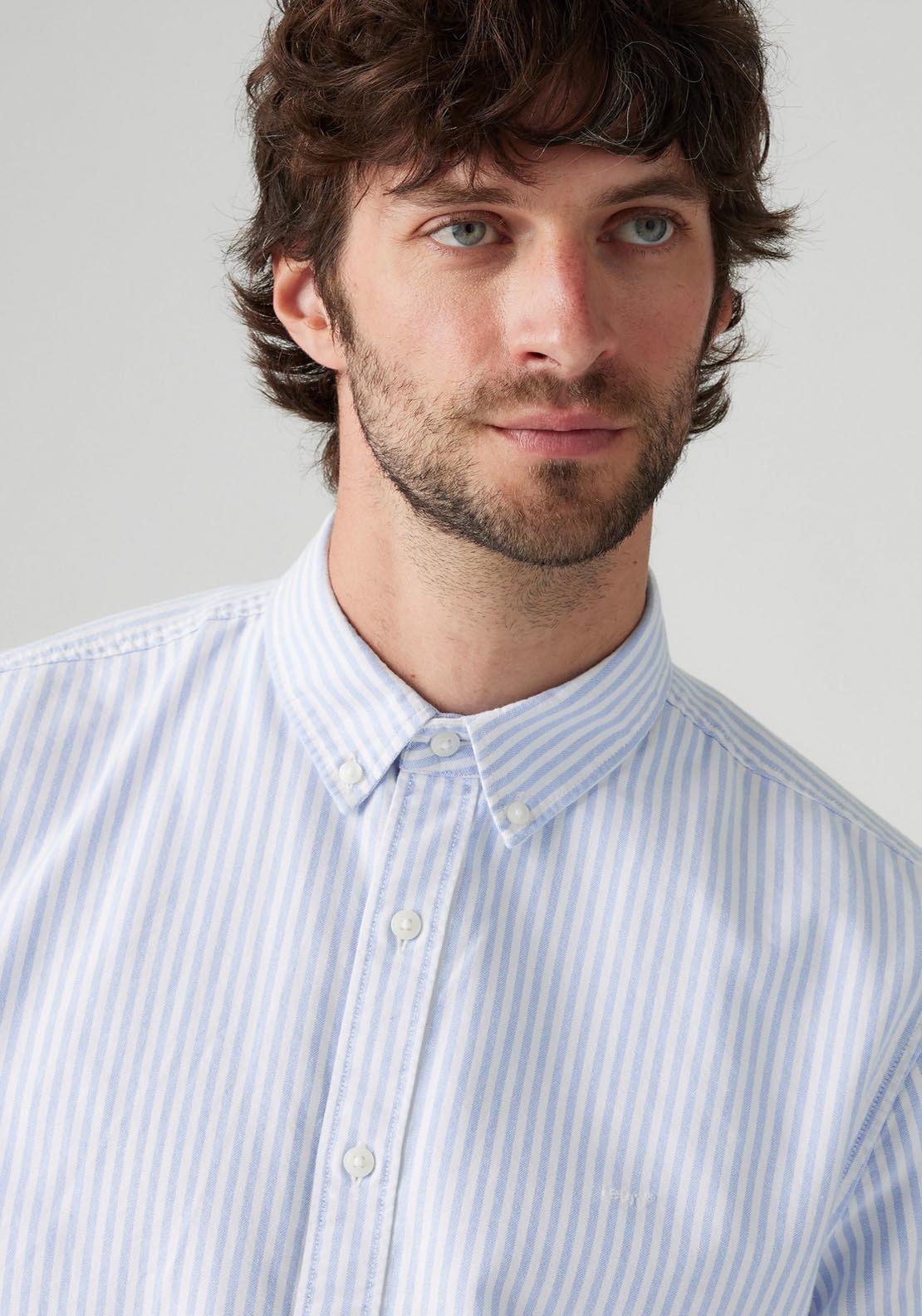 Levis Short Sleeve Authentic Button-Down Shirt - Waylon Stripe Della 3 Shaws Department Stores