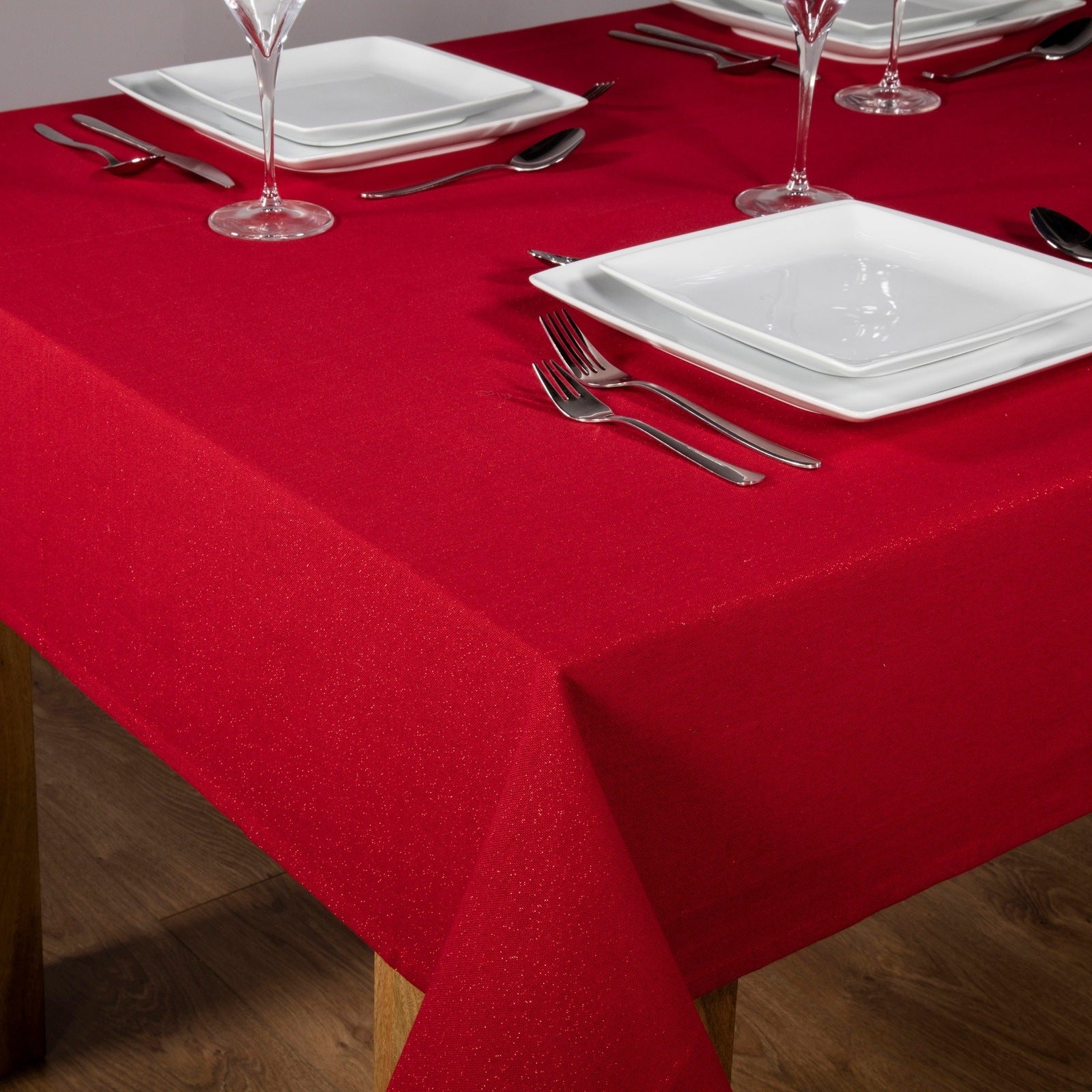 The Home Christmas Red Glittered Tablecloth 1 Shaws Department Stores