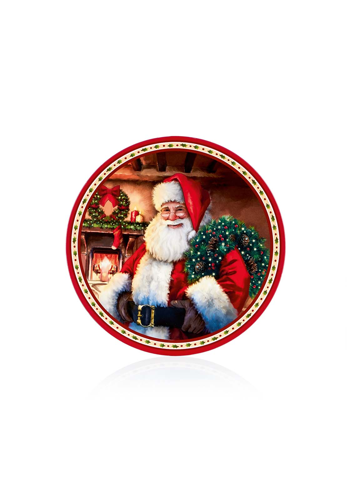 The Home Christmas Red Santa With Wreaths Decorative Plate 1 Shaws Department Stores