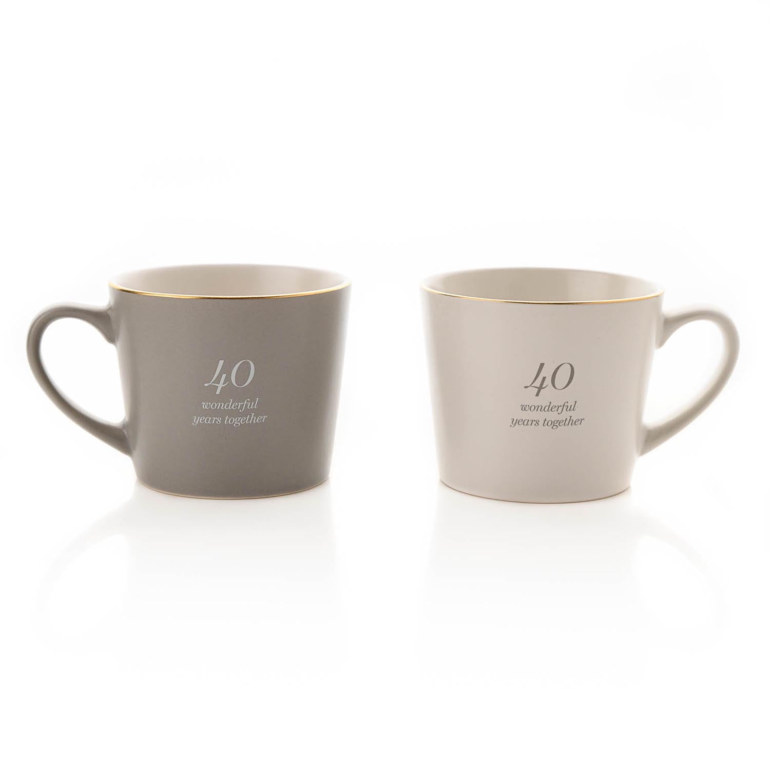 Amore Amore Set of 2 Grey &amp; White Mugs - 40th Anniversary - Grey / White 3 Shaws Department Stores