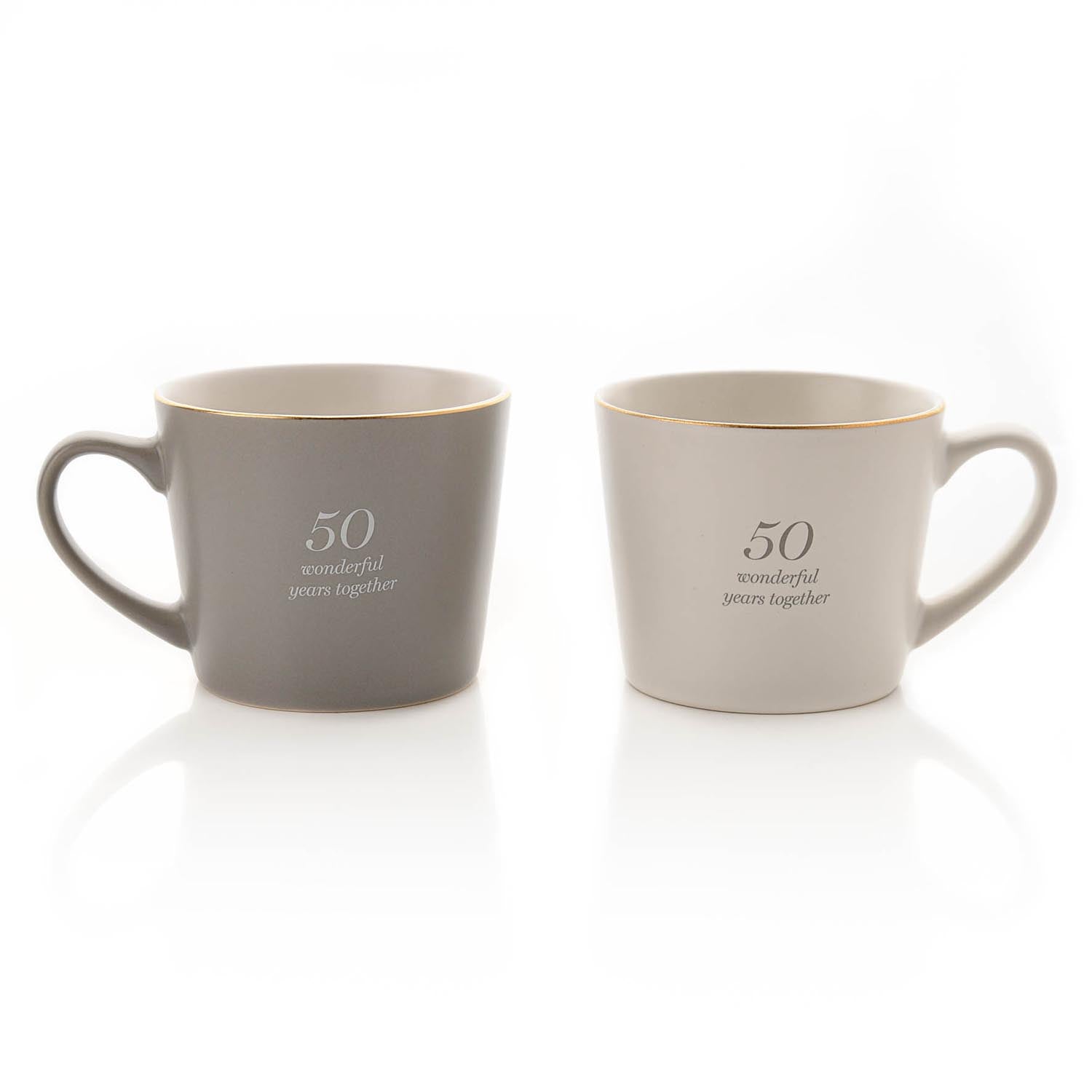Amore Amore Set of 2 Grey &amp; White Mugs - 50th Anniversary - Grey / White 2 Shaws Department Stores