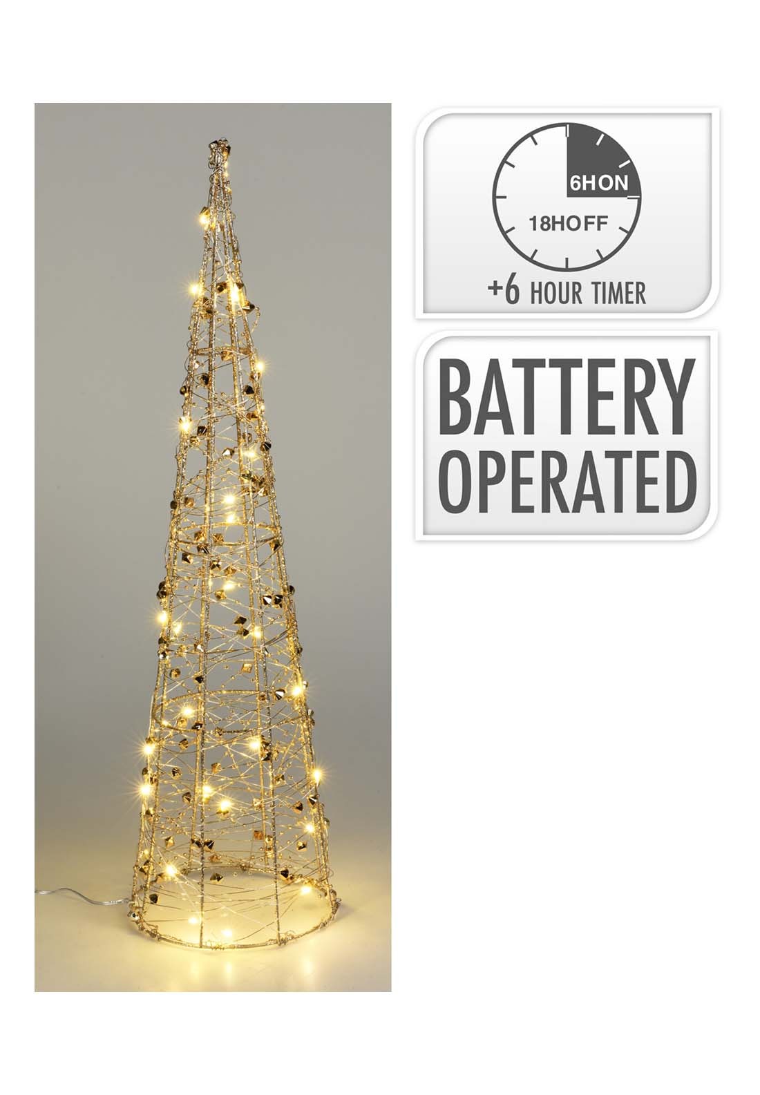 The Home Christmas Christmas 30 LED Cone - Gold 1 Shaws Department Stores