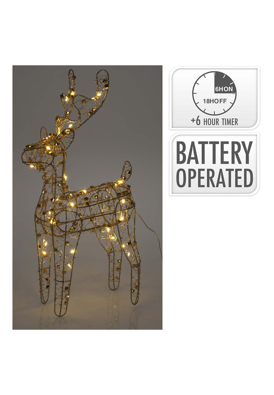 The Home Christmas Christmas 30 LED Reindeer - Gold 1 Shaws Department Stores