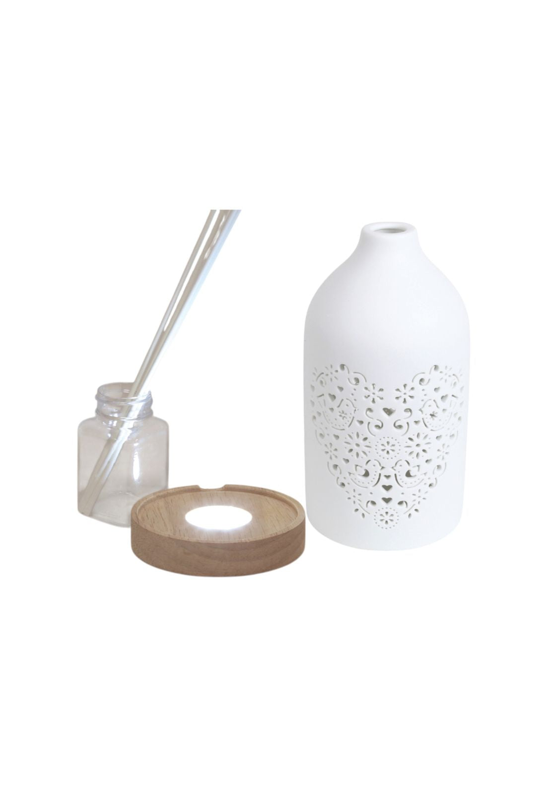 Aromatize LED Heart Ceramic Reed Diffuser - White 3 Shaws Department Stores