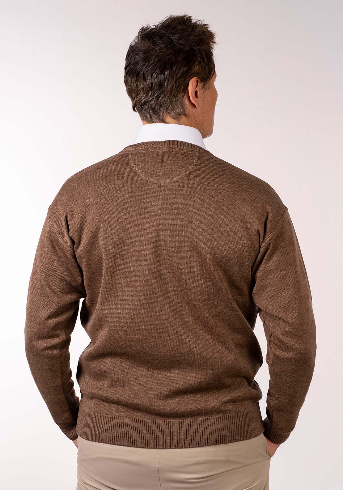 Yeats Plain Crew Neck Knit - Bark 3 Shaws Department Stores