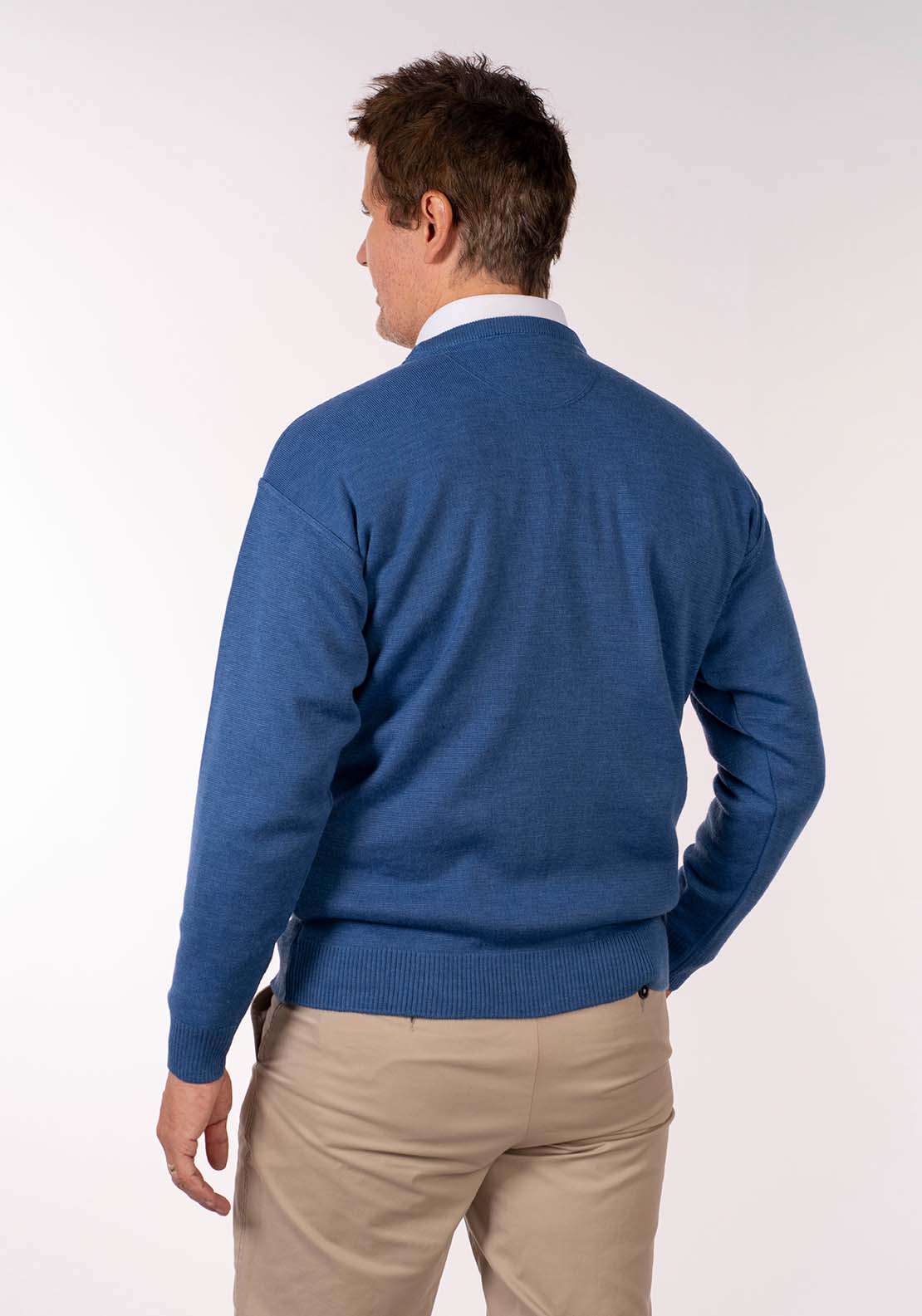 Yeats Plain Crew Neck Knit - Denim 3 Shaws Department Stores