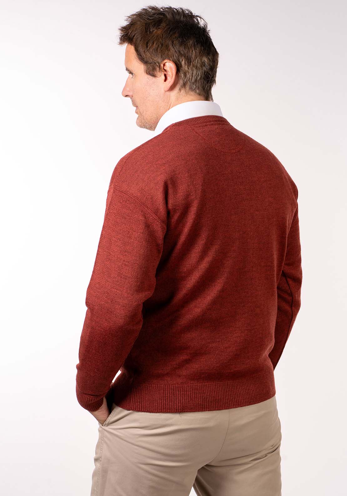 Yeats Plain Crew Neck Knit - Rust 4 Shaws Department Stores