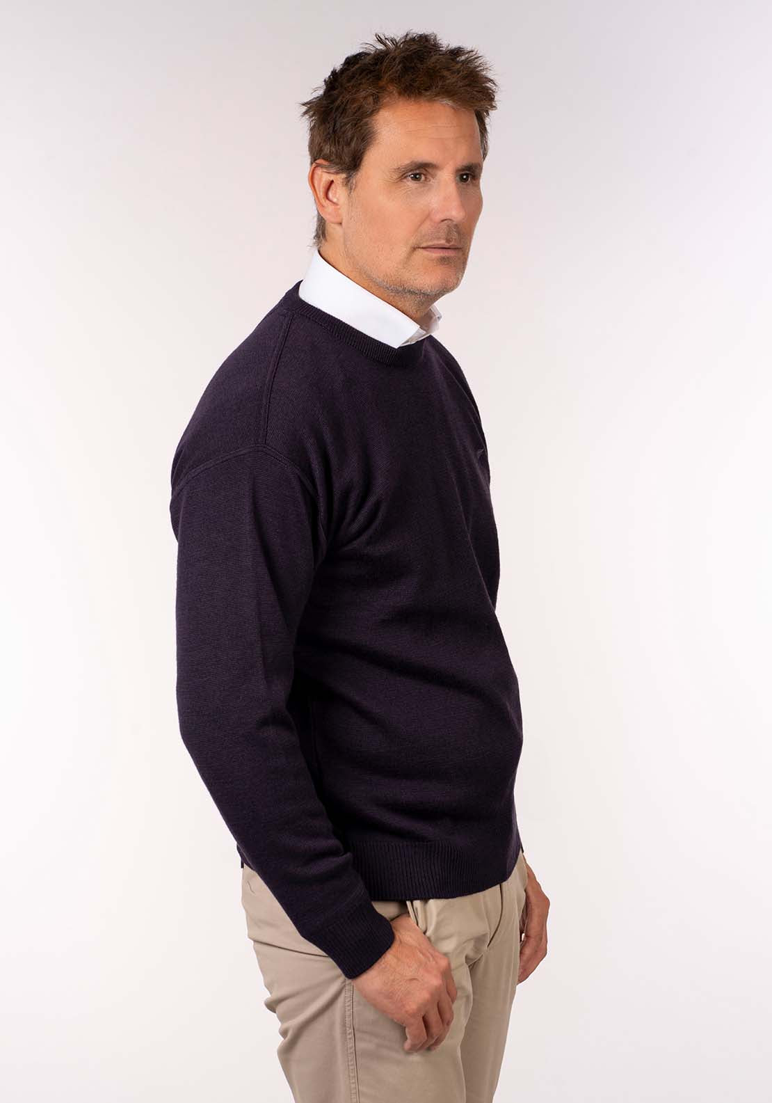 Yeats Plain Crew Neck Knit - Poker 3 Shaws Department Stores