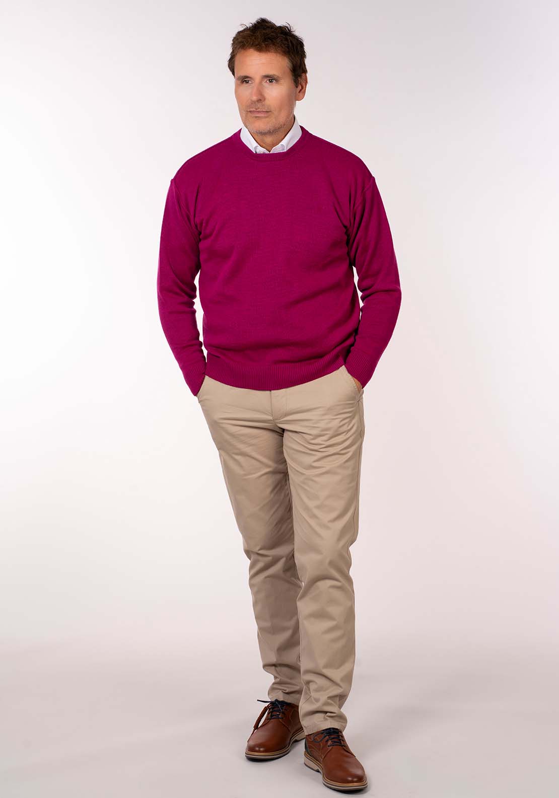 Yeats Plain Crew Neck Knit - Cerice Rose 2 Shaws Department Stores