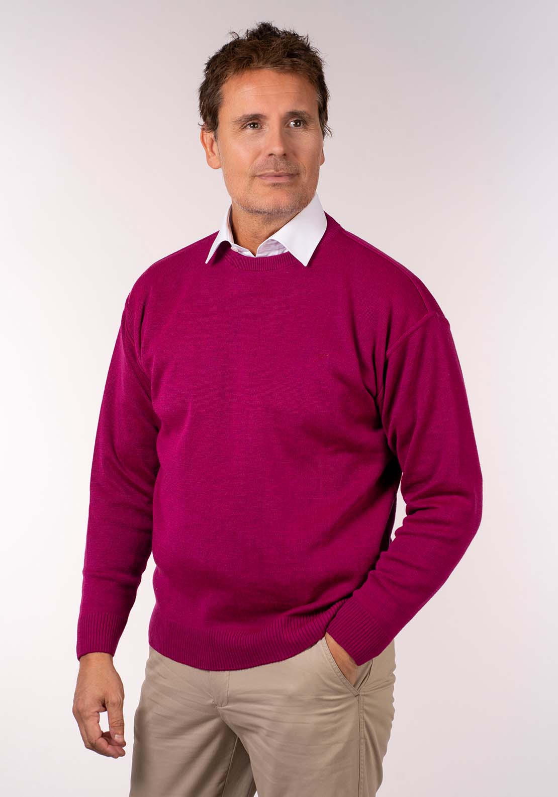 Yeats Plain Crew Neck Knit - Cerice Rose 4 Shaws Department Stores