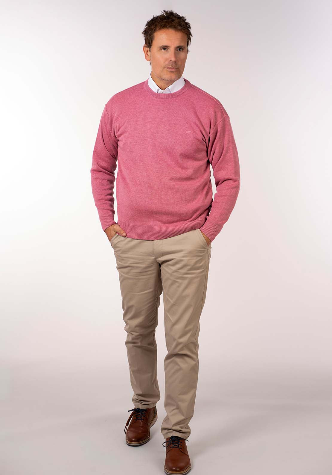 Yeats Plain Crew Neck Knit - Rose 2 Shaws Department Stores