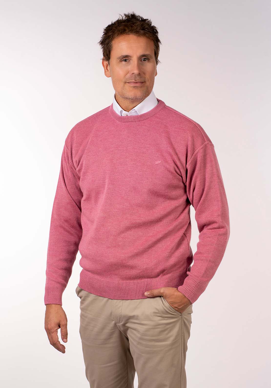 Yeats Plain Crew Neck Knit - Rose 1 Shaws Department Stores