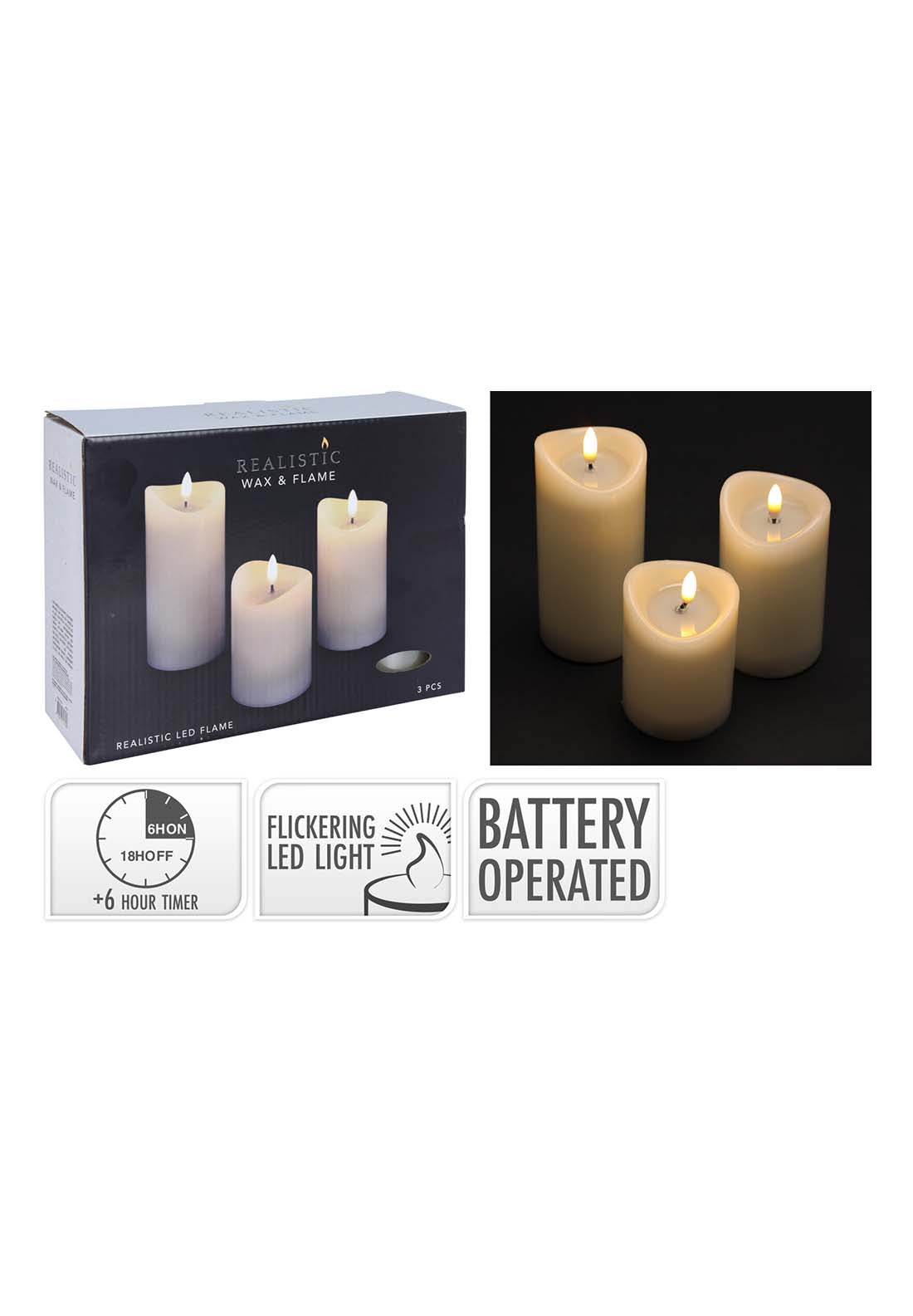 The Home Collection Set Of 3 LED Candle Set - Ivory 1 Shaws Department Stores