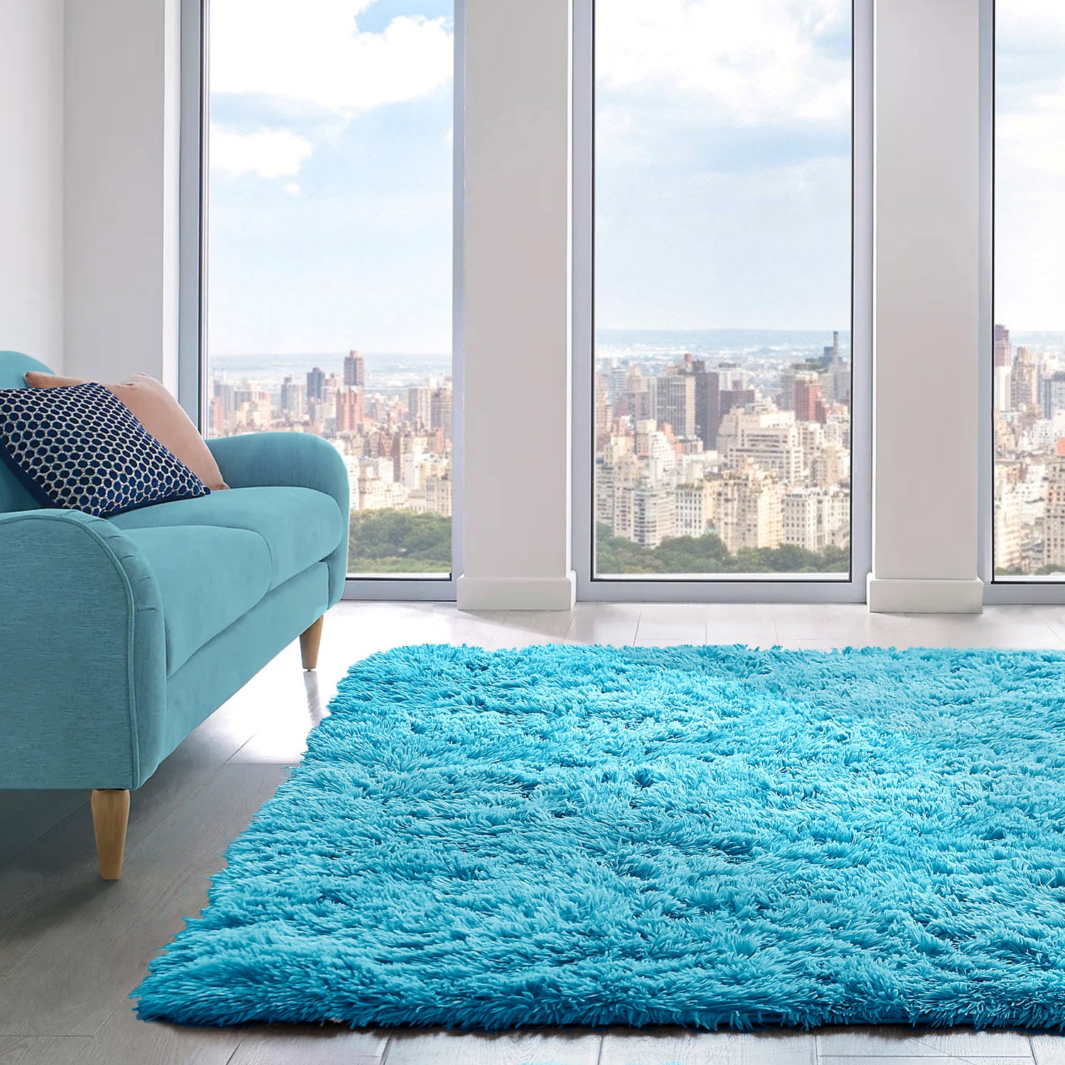 The Home Collection Alaska Basic Rug - 80x150 - Blue 1 Shaws Department Stores