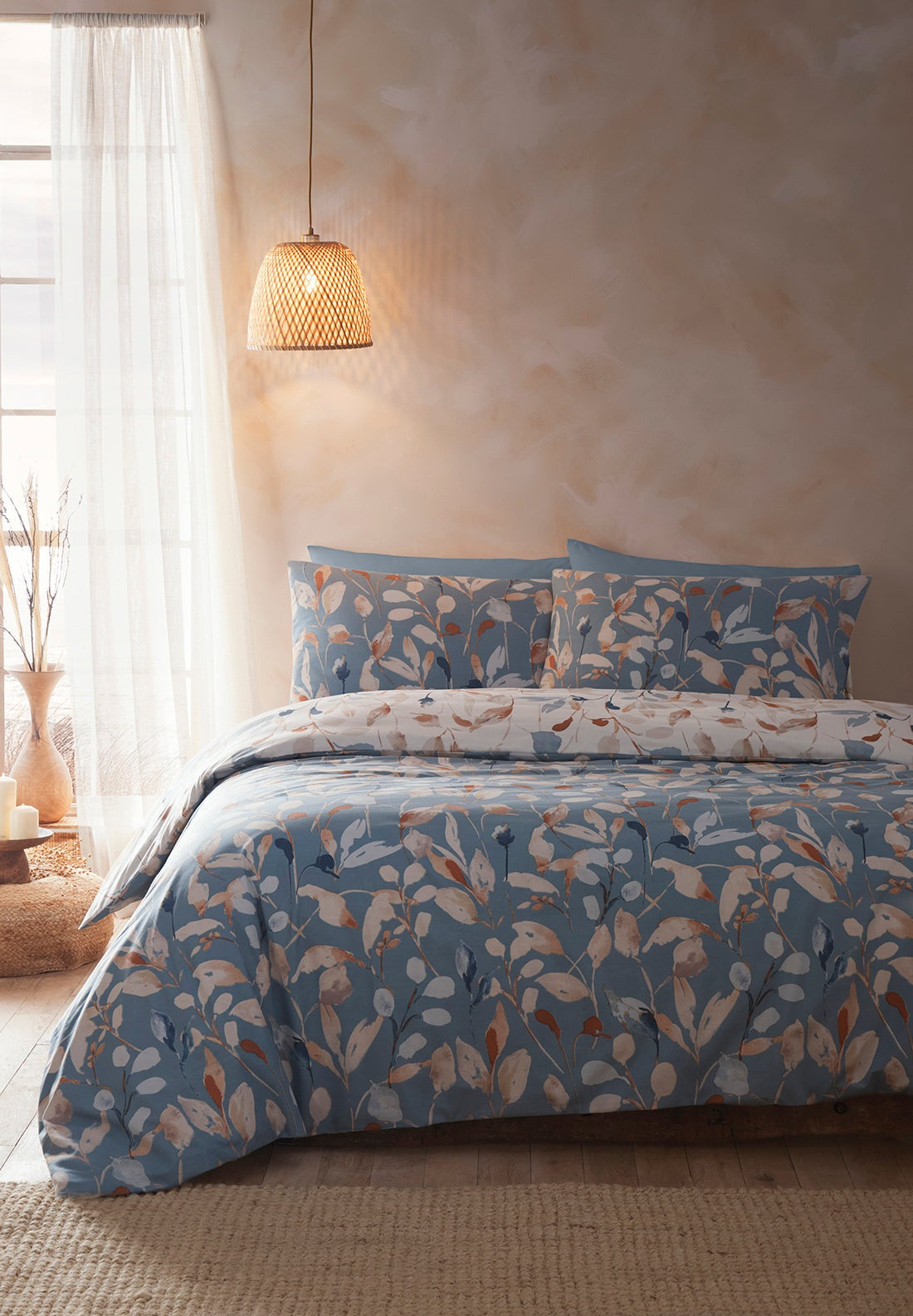 The Home Collection Amina Duvet Cover Set - Blue 1 Shaws Department Stores
