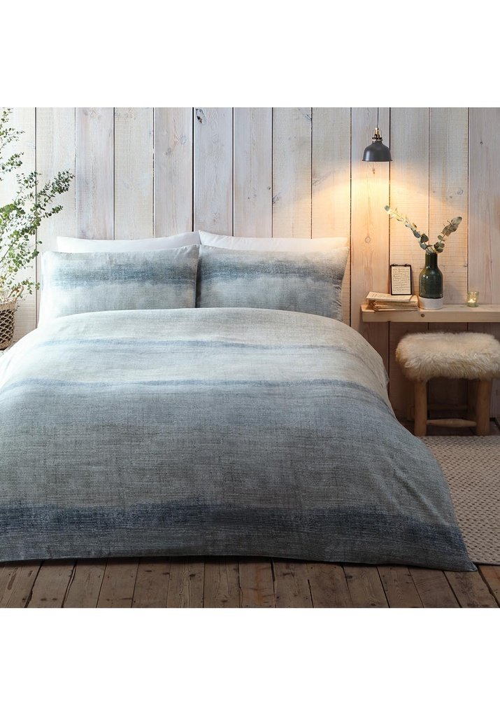  The Home Luxury Collection Blurred Stripe Duvet Cover Set - Green 4 Shaws Department Stores