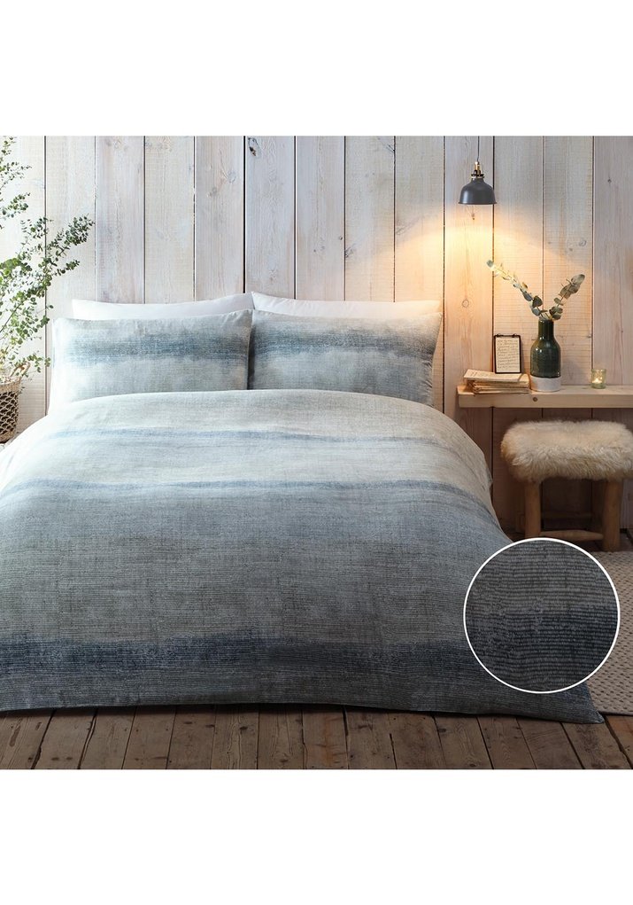  The Home Luxury Collection Blurred Stripe Duvet Cover Set - Green 5 Shaws Department Stores