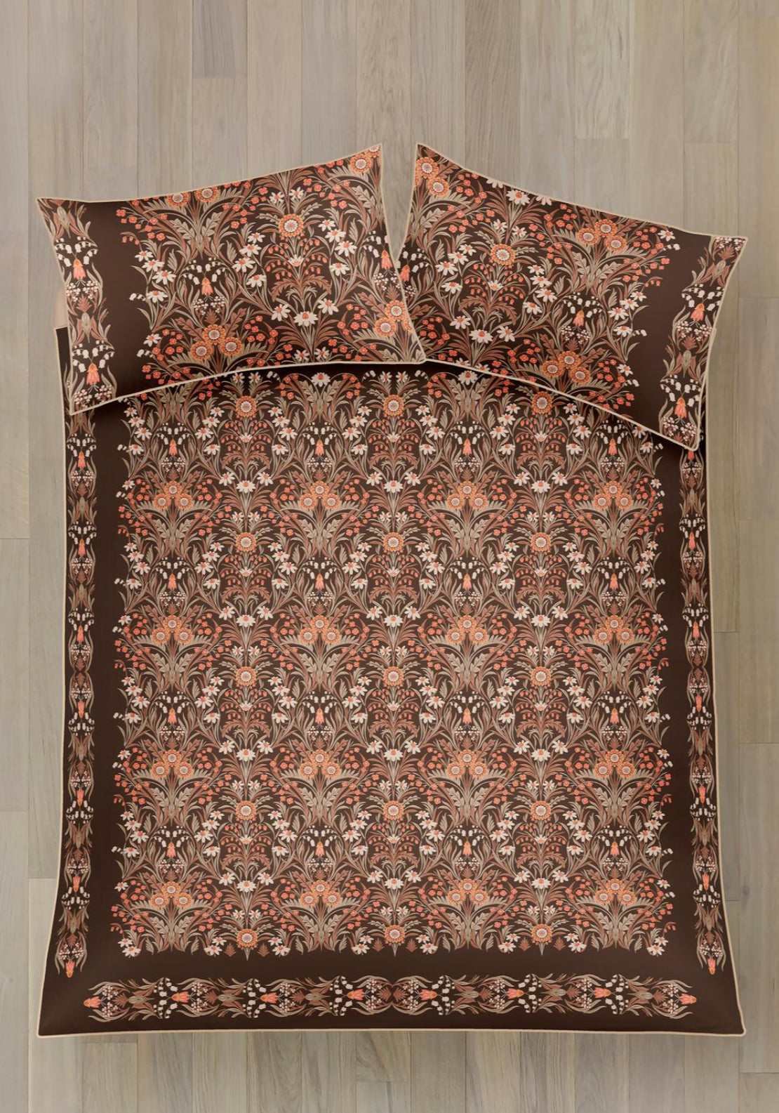 Heather &amp; Ferne 100% Cotton Alice Duvet Cover Set - Brown 4 Shaws Department Stores