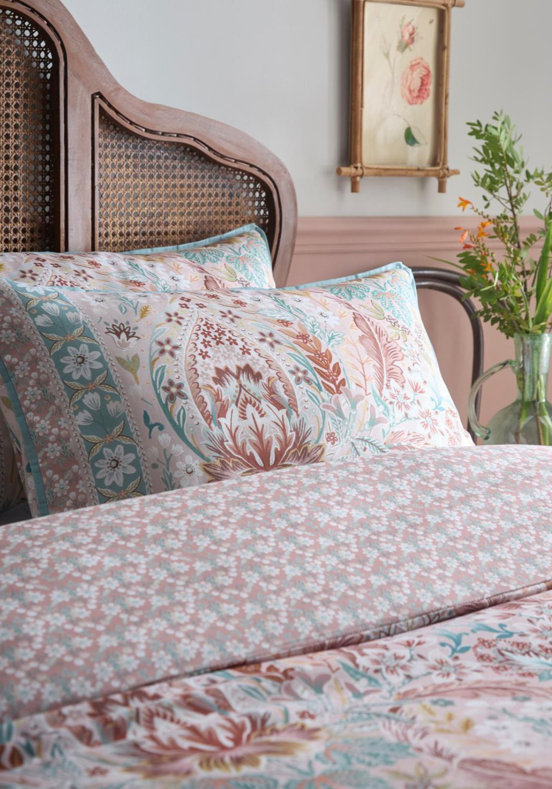 Heather &amp; Ferne 100% Cotton Floral Damask Duvet Cover Set - Multi 1 Shaws Department Stores