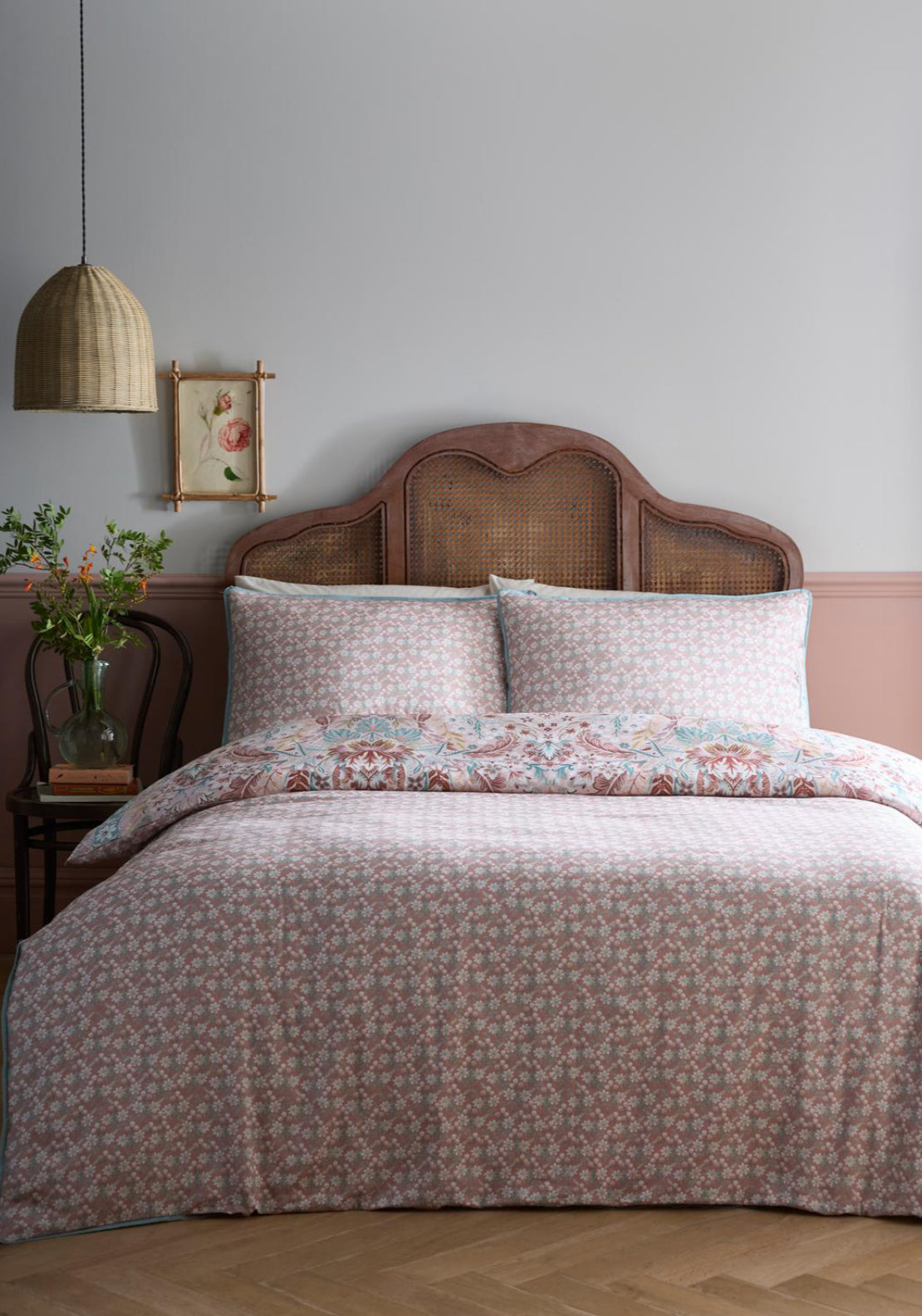 Heather &amp; Ferne 100% Cotton Floral Damask Duvet Cover Set - Multi 3 Shaws Department Stores