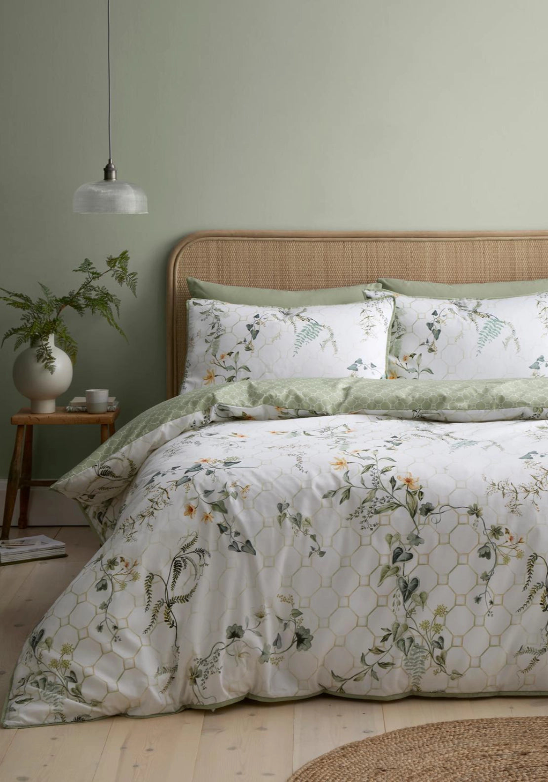 Garden Trellis Duvet Cover Set - Green