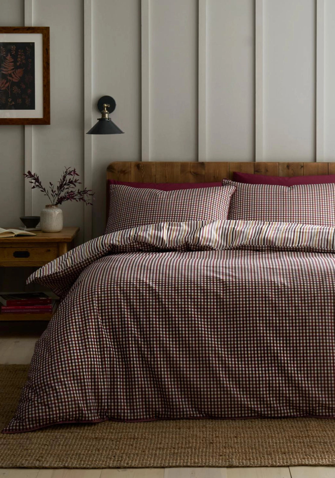 Mini Check Duvet Cover Set - Berry