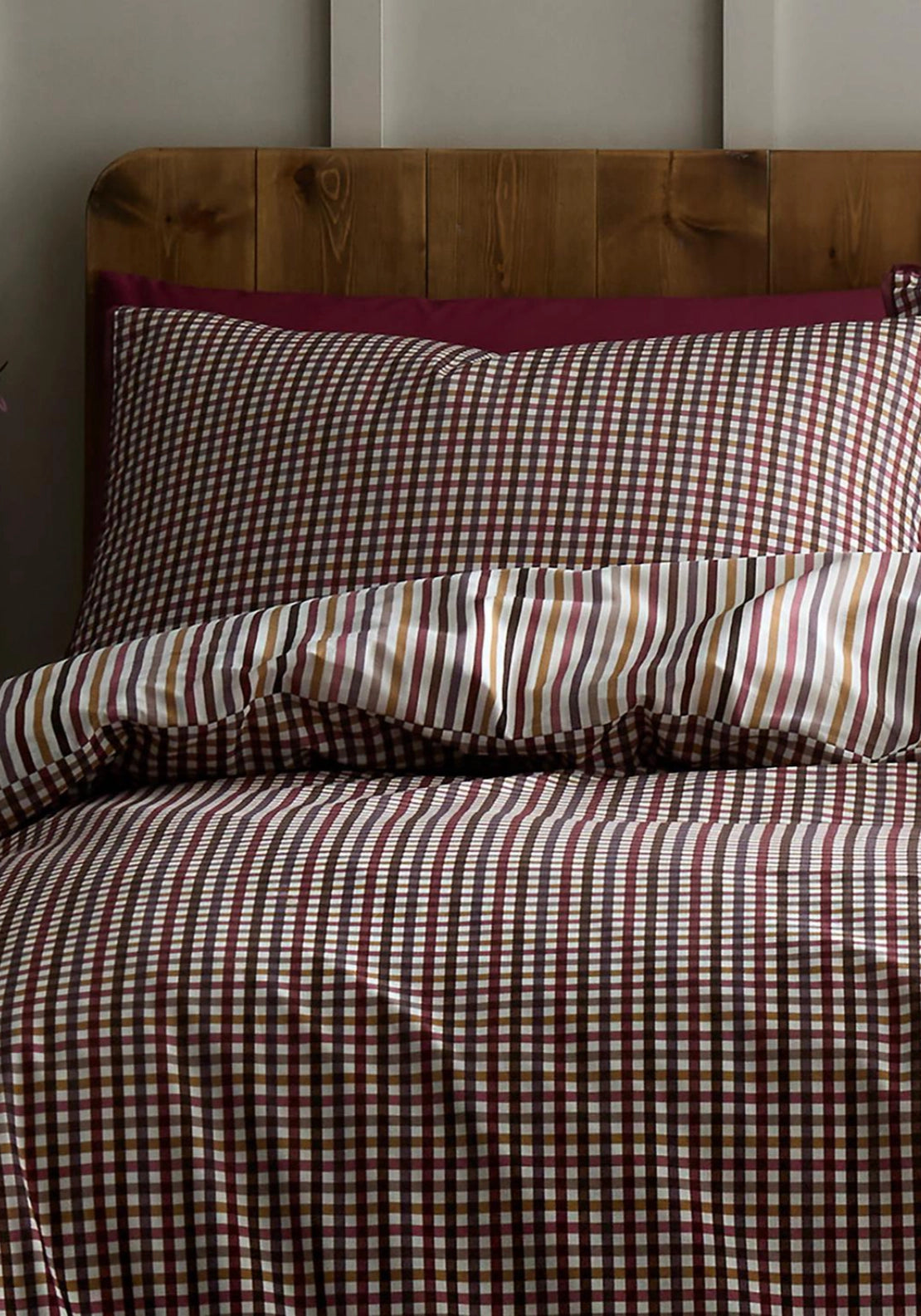 Mini Check Duvet Cover Set - Berry