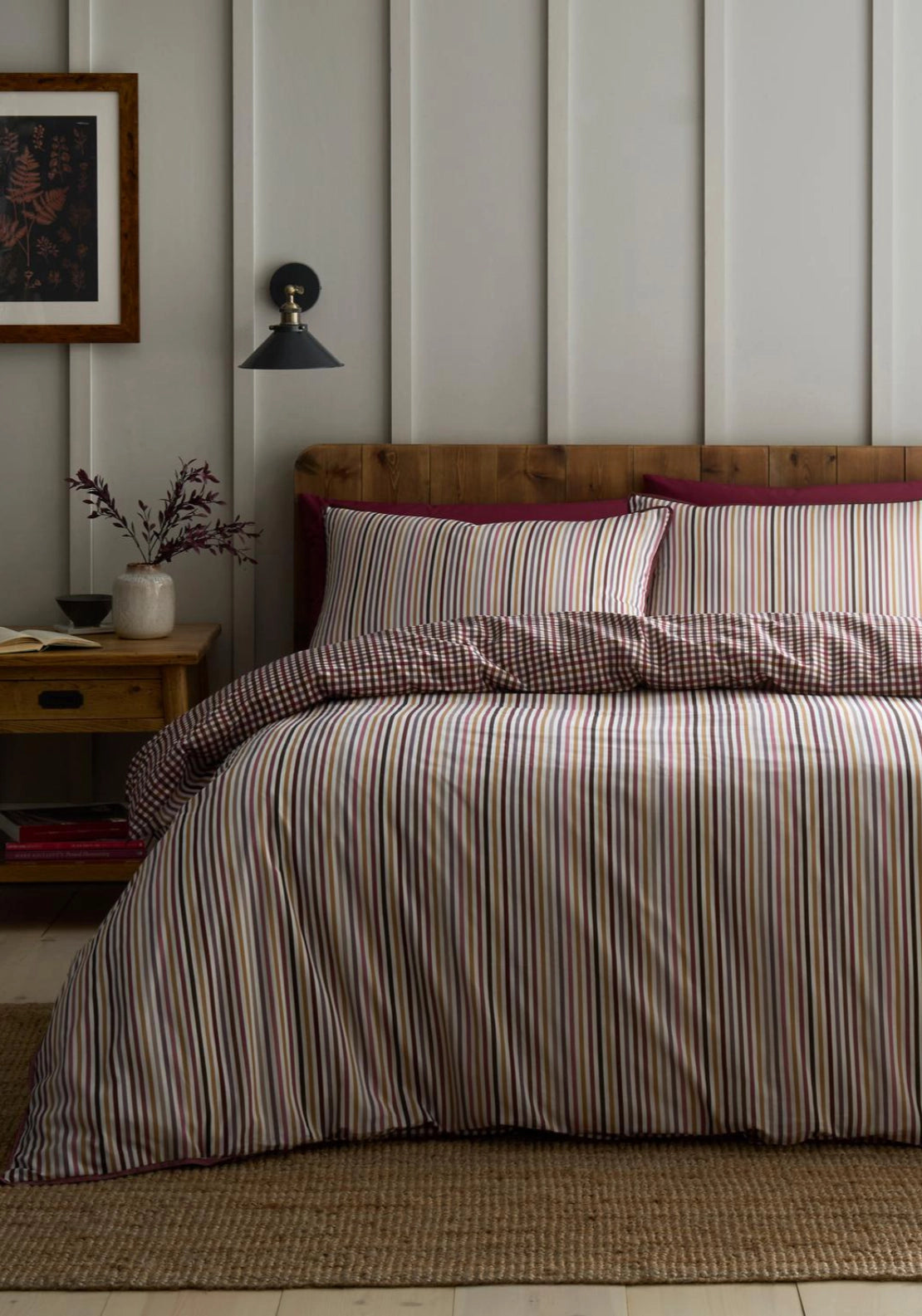 Mini Check Duvet Cover Set - Berry