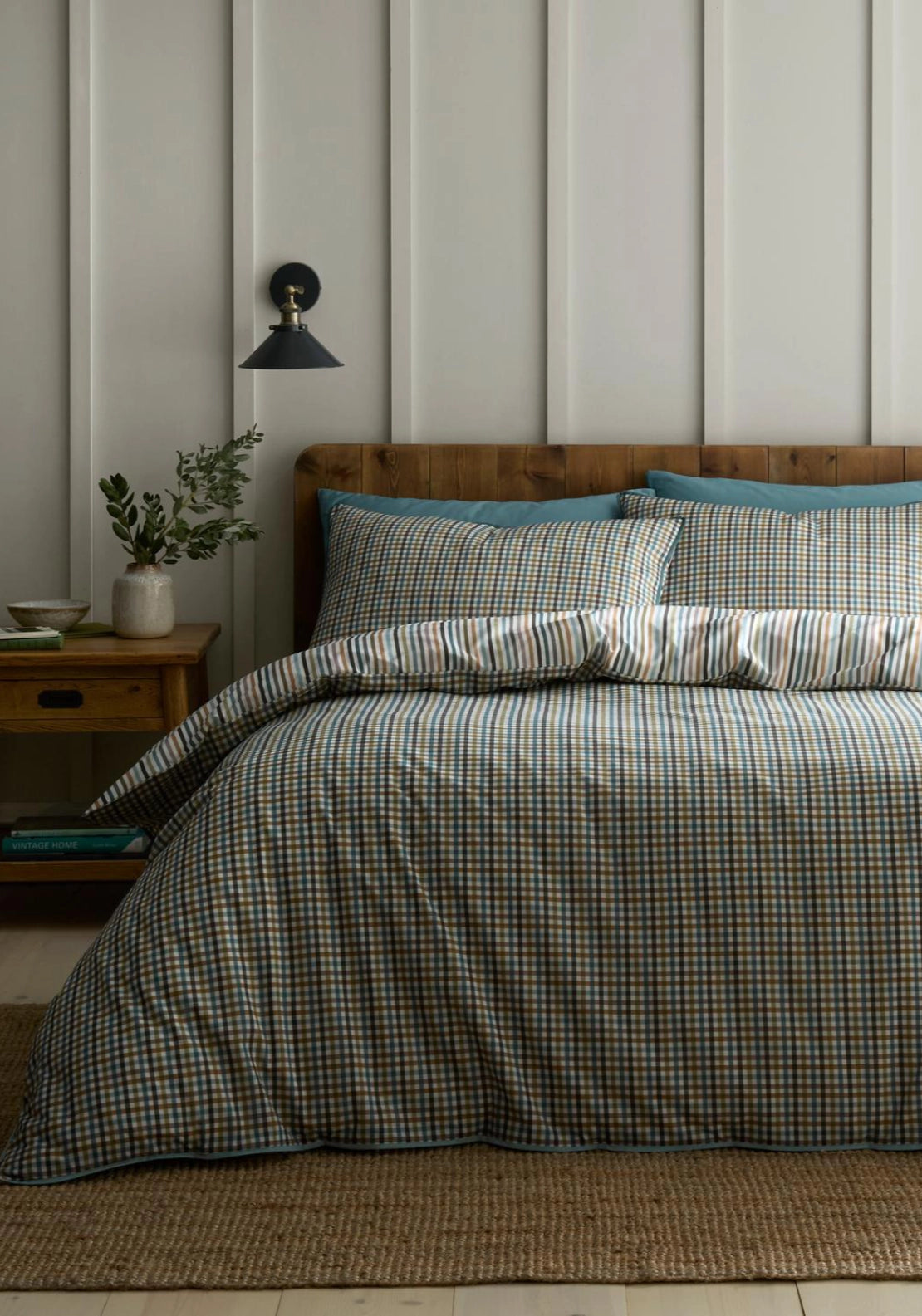 Mini Check Duvet Cover Set - Green