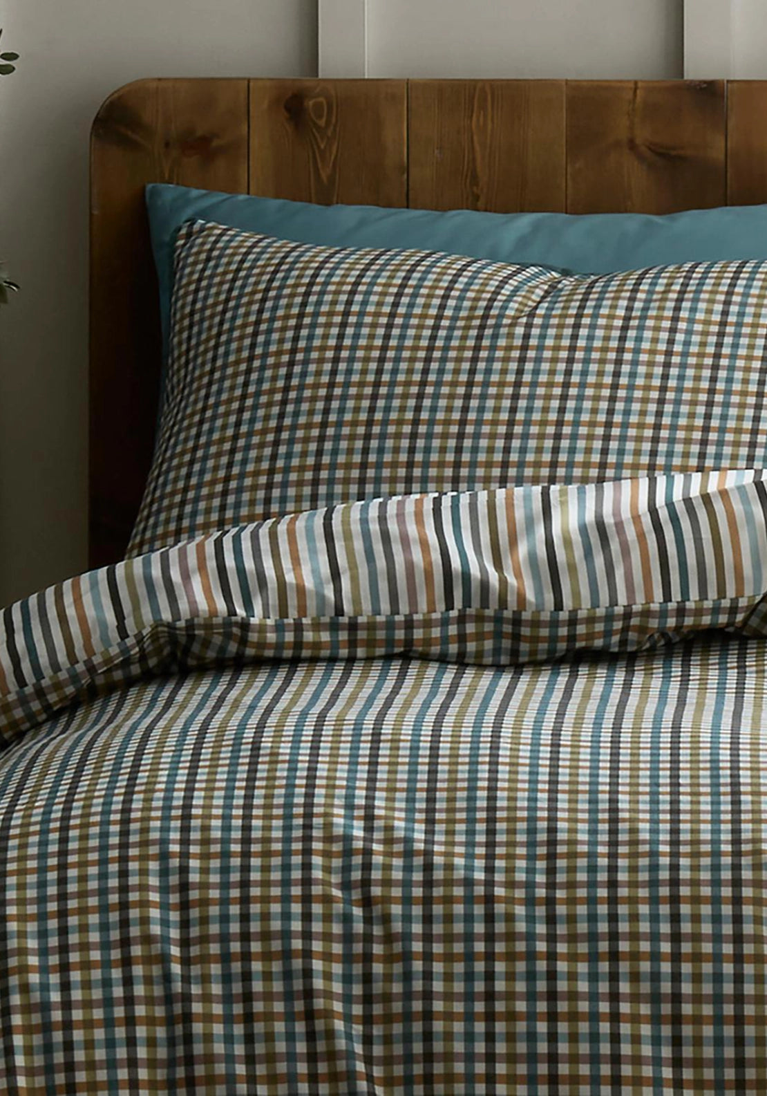 Mini Check Duvet Cover Set - Green