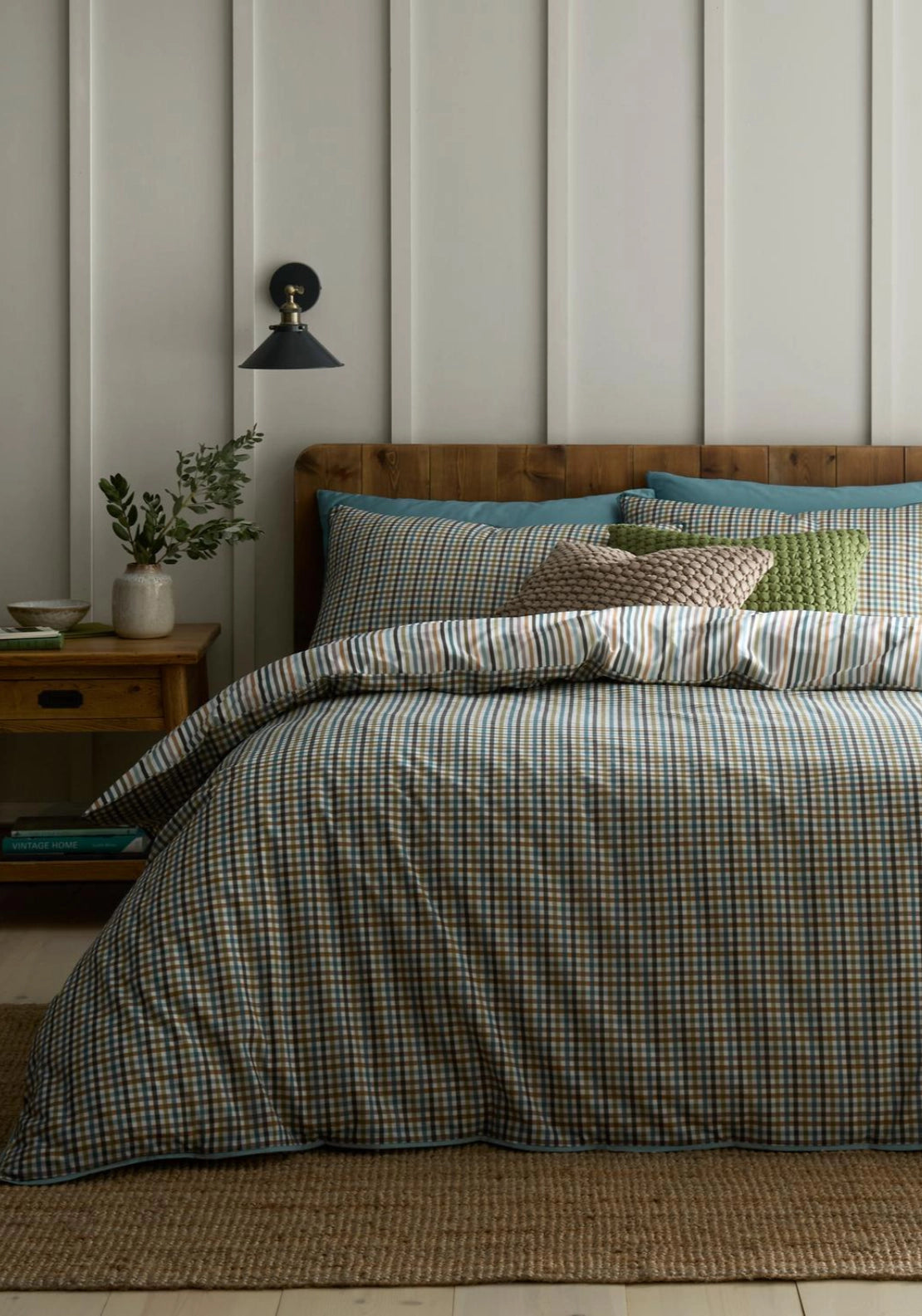 Mini Check Duvet Cover Set - Green