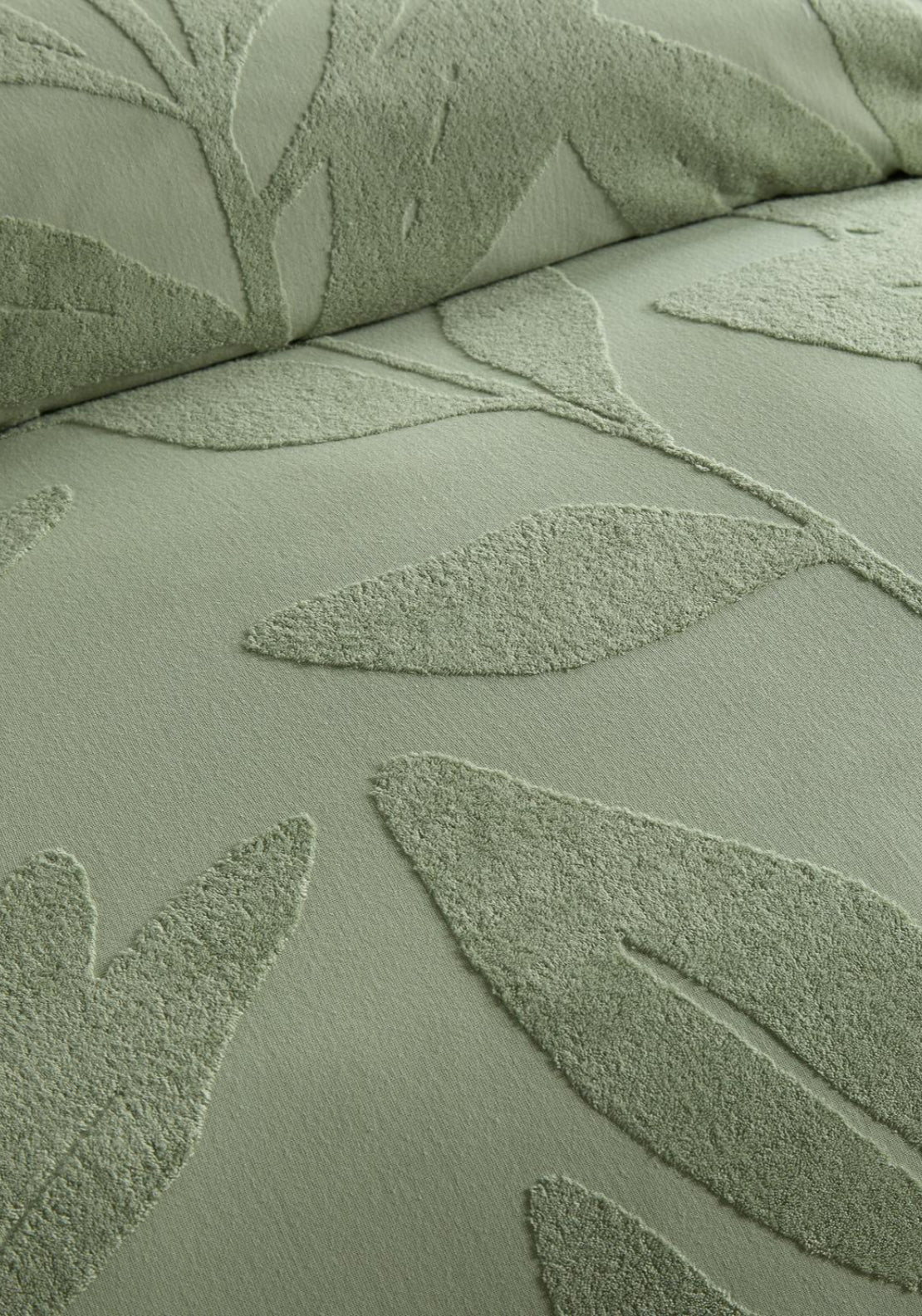 The Home Luxury Collection 100% Tufted Leaf Duvet Cover Set - Green 3 Shaws Department Stores