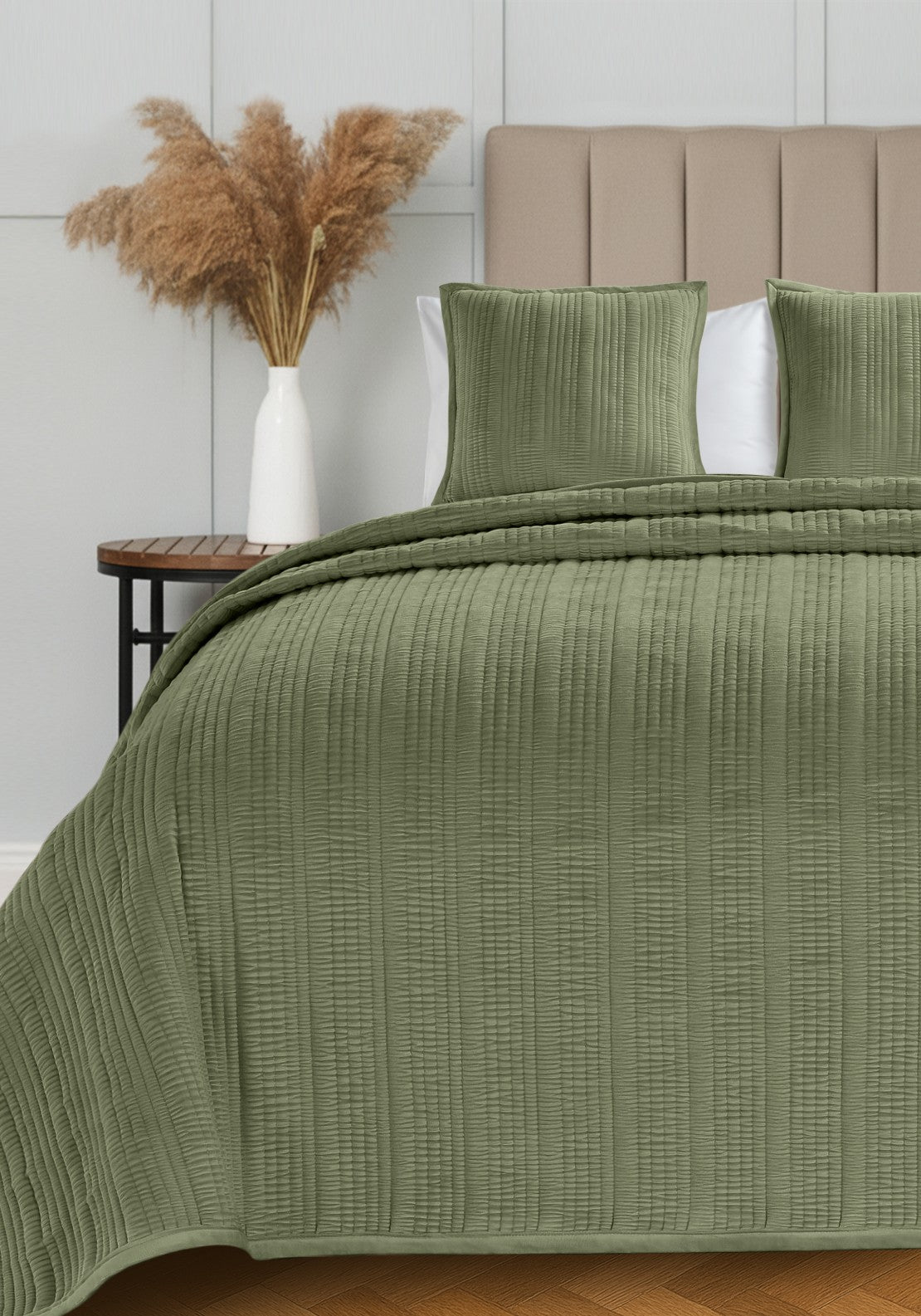 The Home Collection 100% Cotton Ashbury Throw - Green 3 Shaws Department Stores