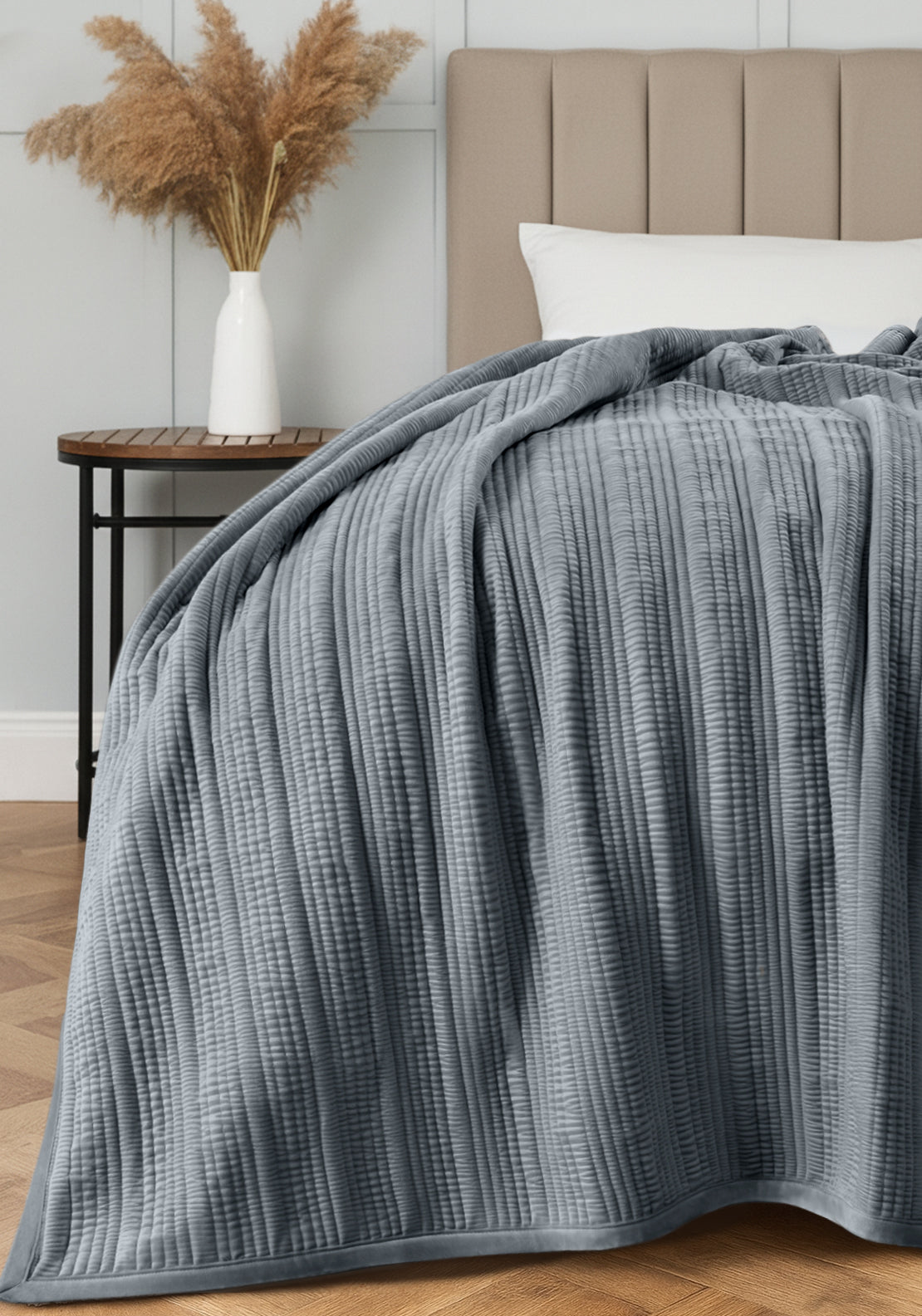 The Home Collection 100% Cotton Ashbury Throw - Grey 1 Shaws Department Stores