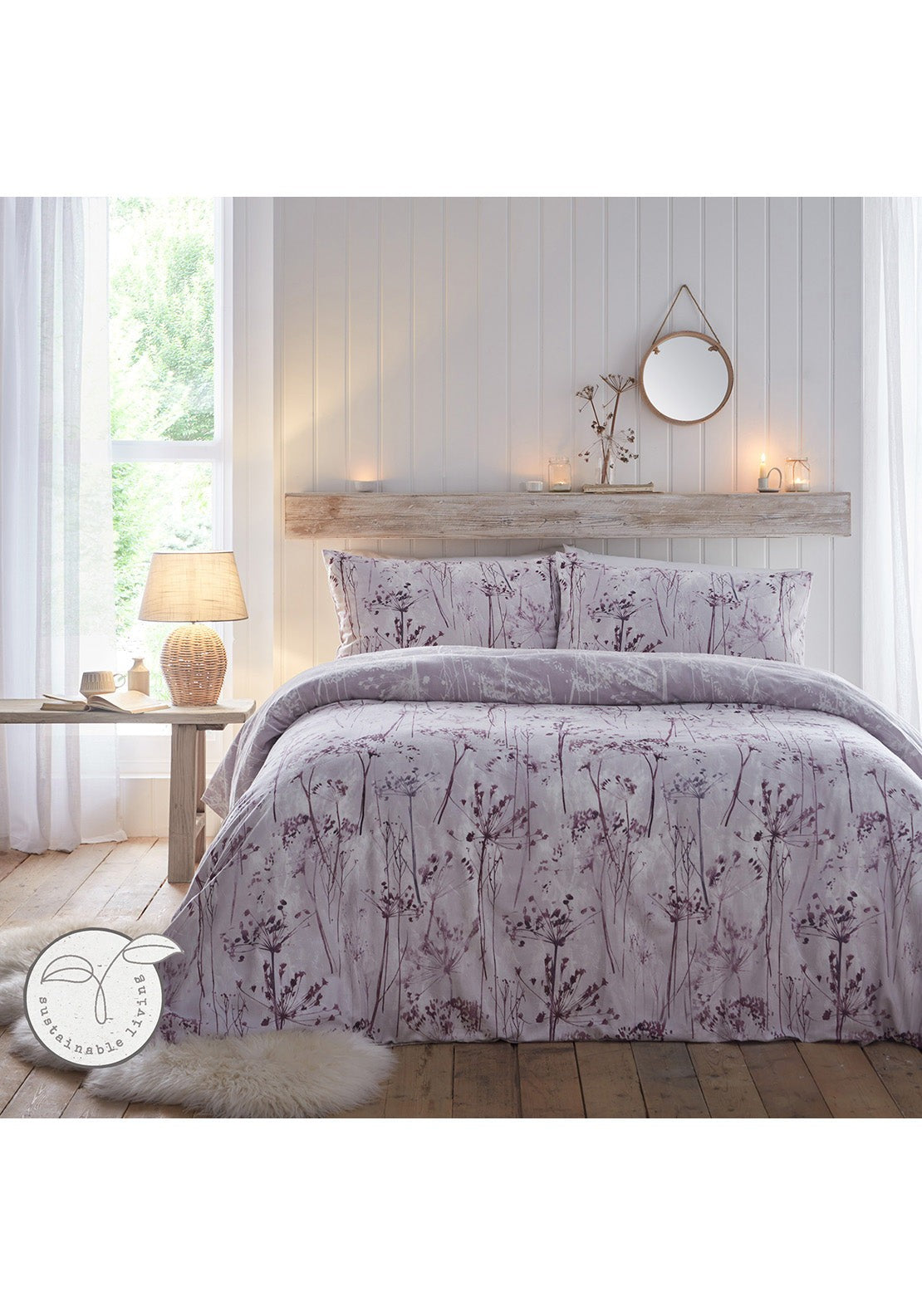  The Home Collection Stems Duvet Cover Set - Lilac 1 Shaws Department Stores