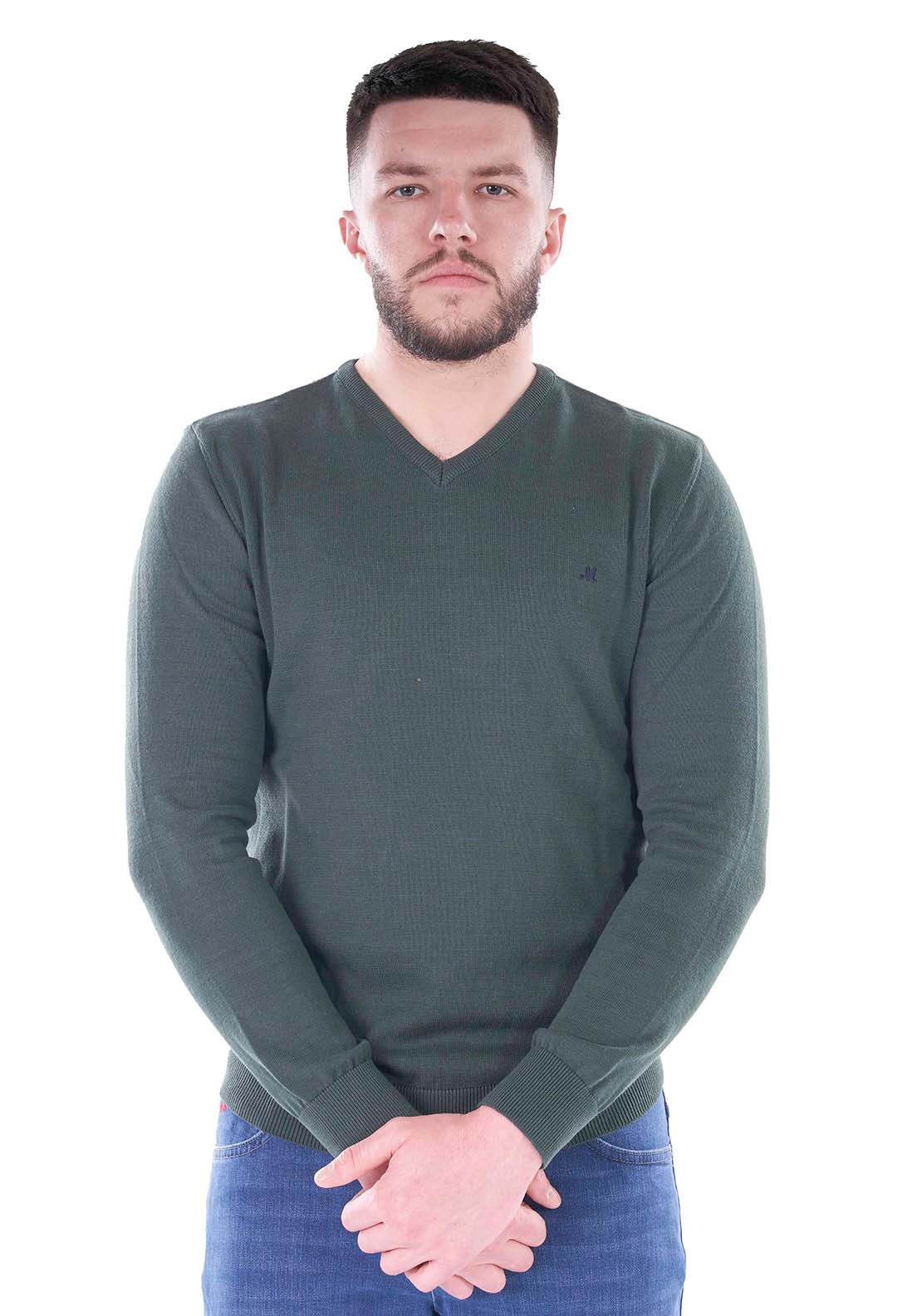 Mineral Azenha Vneck Knit - Green 1 Shaws Department Stores