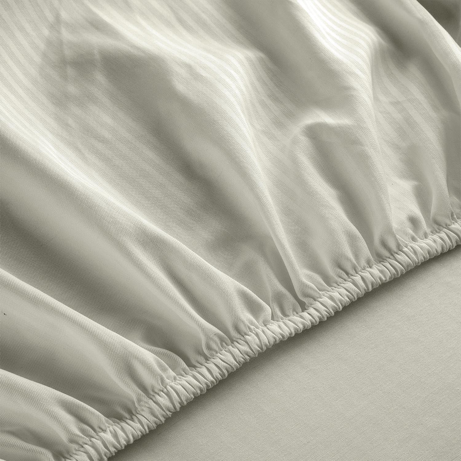 The Home Bedroom 300 Thread Count Satin Stripe Fitted Sheet - Cream 2 Shaws Department Stores