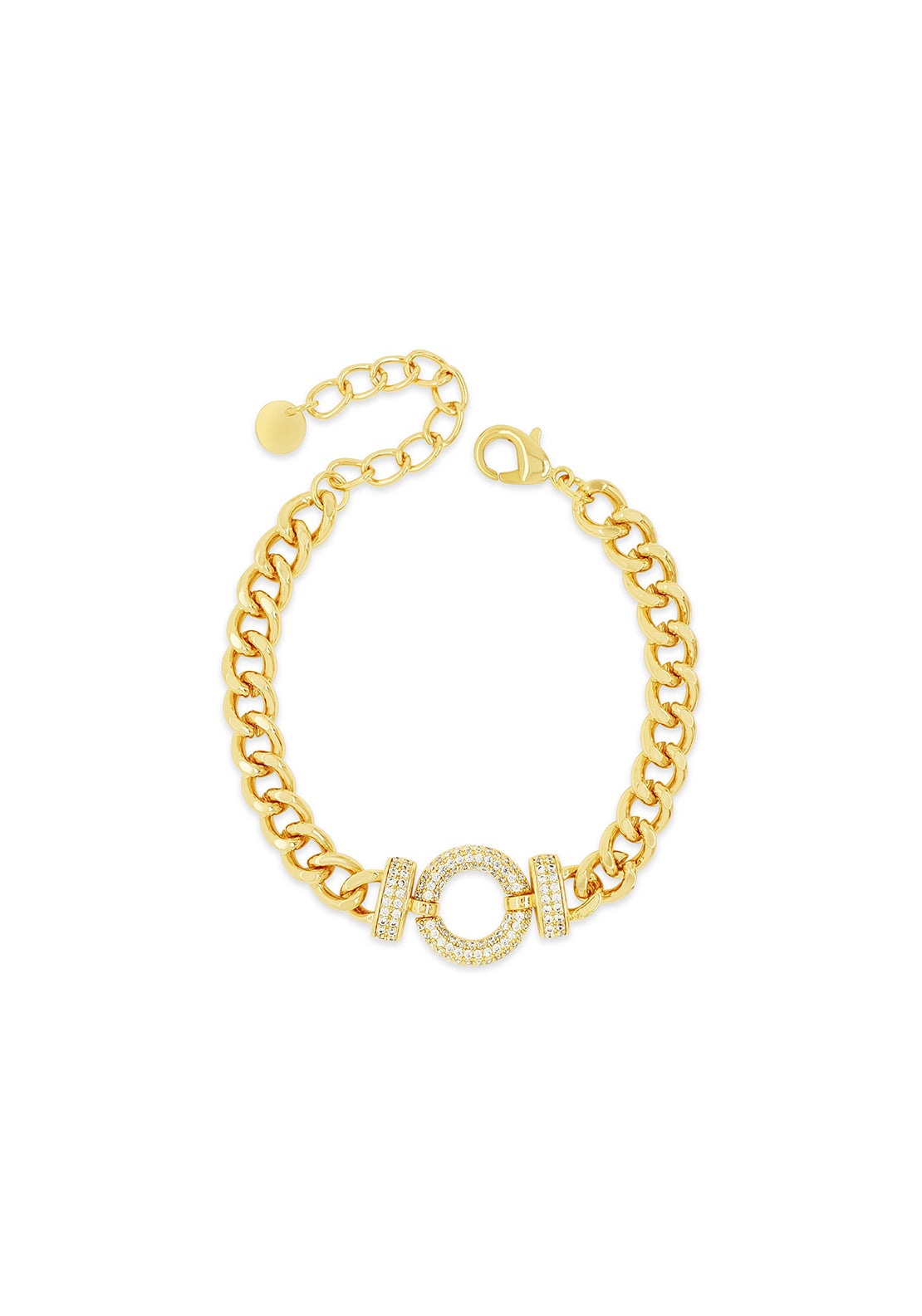 Absolute Jewellery Chunky Chain Blet With Pave Circle - Rose Gold 1 Shaws Department Stores