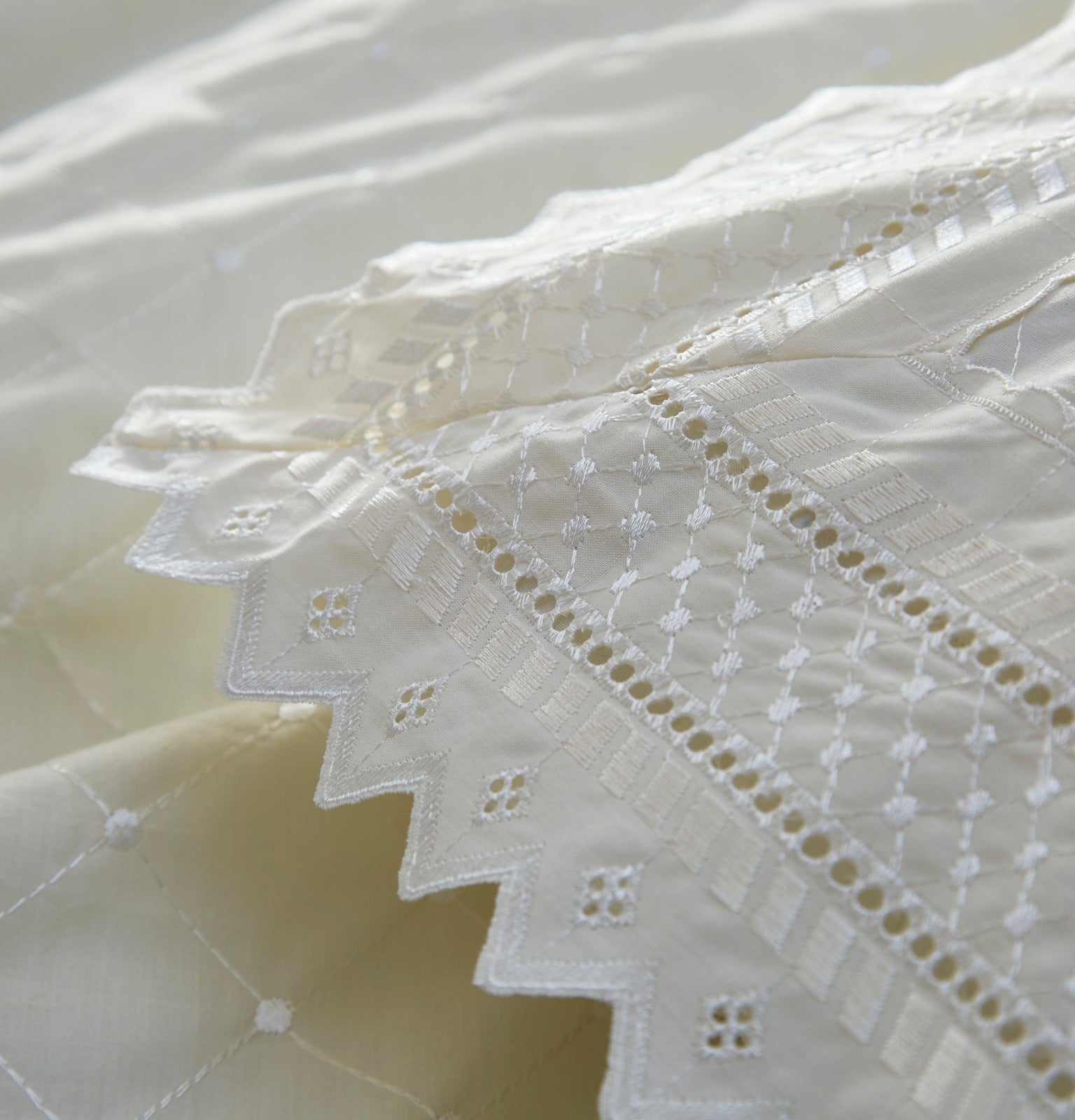 The Home Balmoral Quilted Throw - Ecru 2 Shaws Department Stores