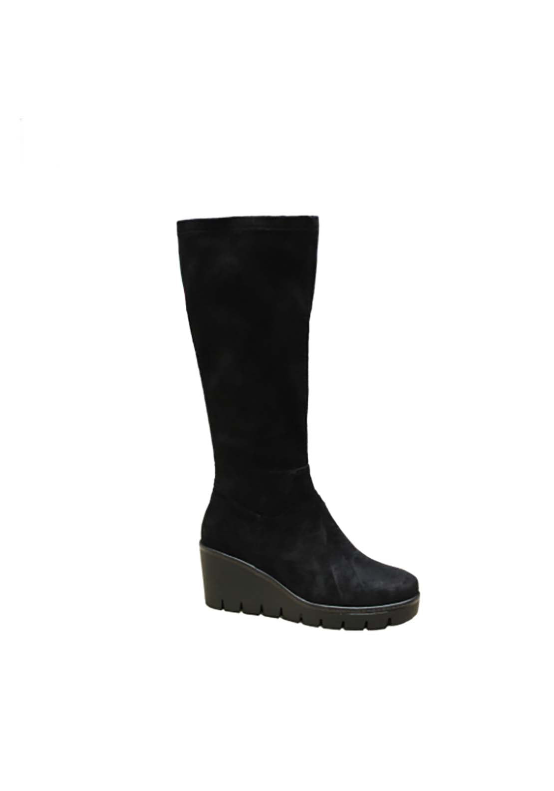 Susst Becky24 Wedge Knee High Boot - Black 1 Shaws Department Stores