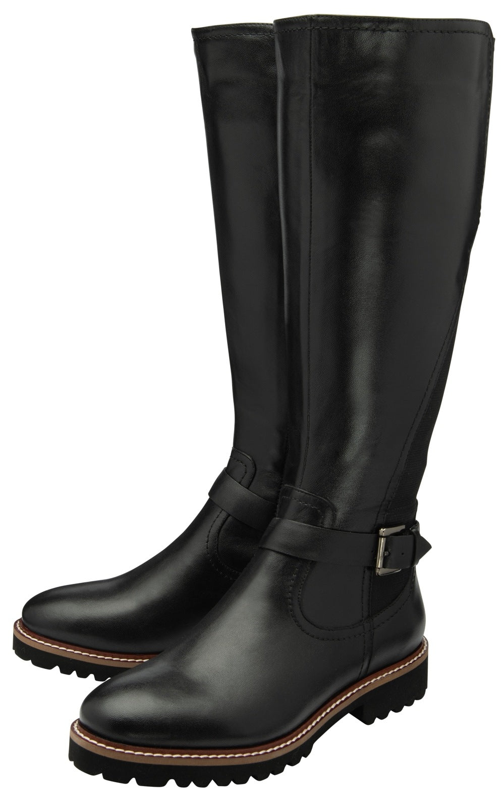 Lotus Belverdere Ladies Flat Knee High Boot - Black Leather 1 Shaws Department Stores