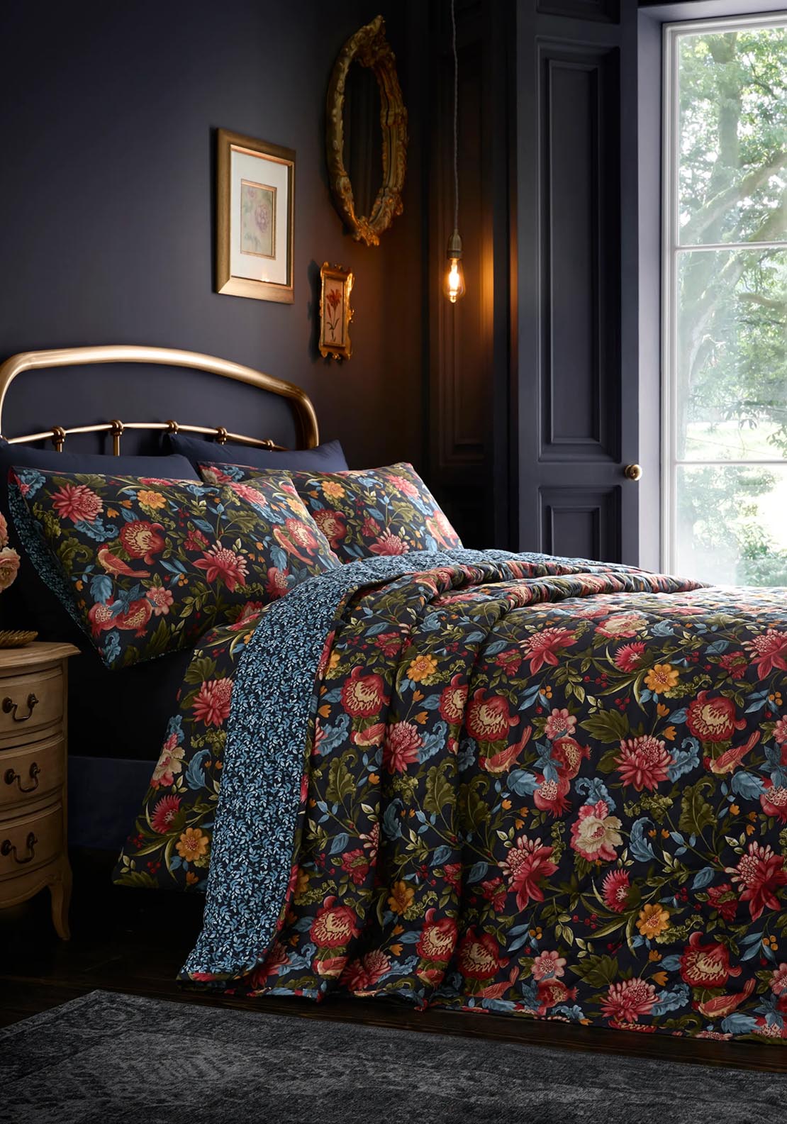 The Home Luxury Collection Jewelled Bedspread - Navy 1 Shaws Department Stores