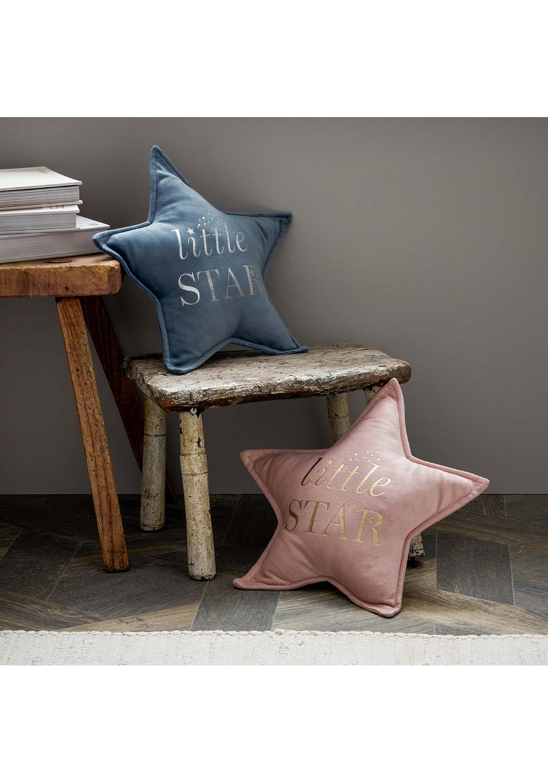The Home Collection Little Star Velvet Cushion 30cm - Blue 3 Shaws Department Stores