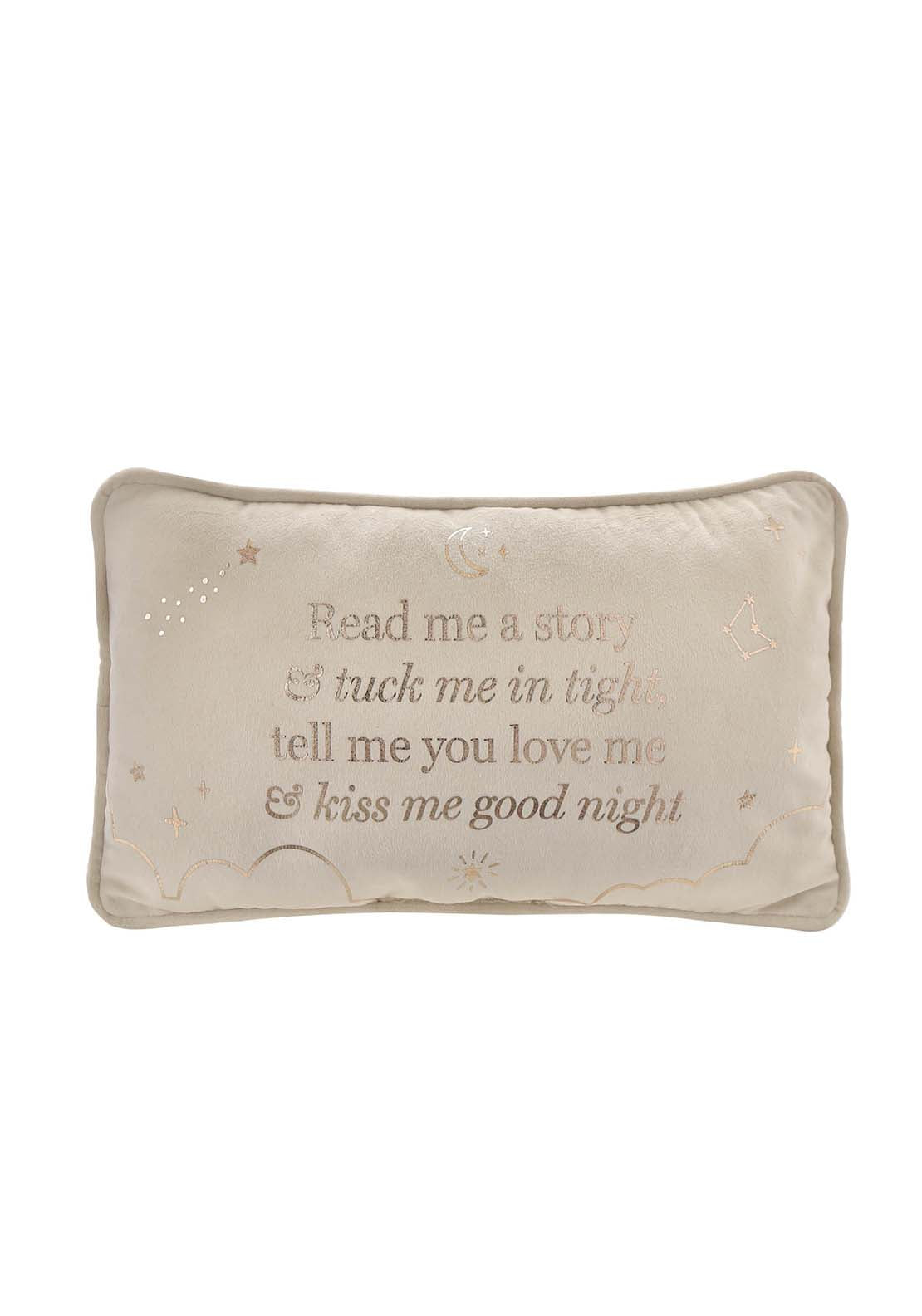 Bambino By Juliana Rectangle Velvet Cushion "Read Me A Story" 33Cm 1 Shaws Department Stores