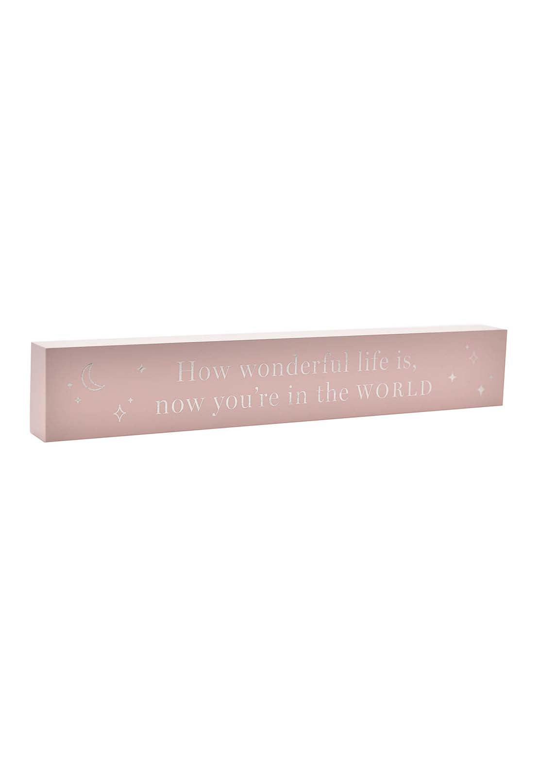 Bambino By Juliana Multi 3 Bambino Wooden Long Plaque &quot;The World&quot; Pink 1 Shaws Department Stores