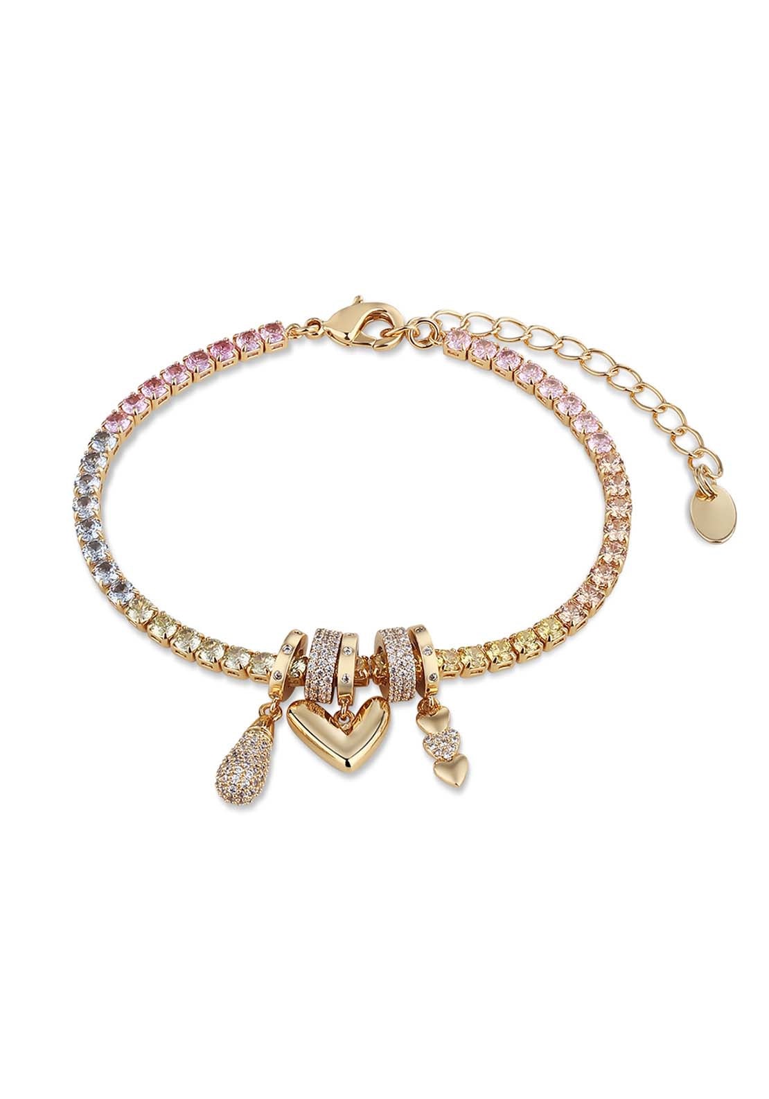 Gold Plated Heart Bracelet - Rose Gold