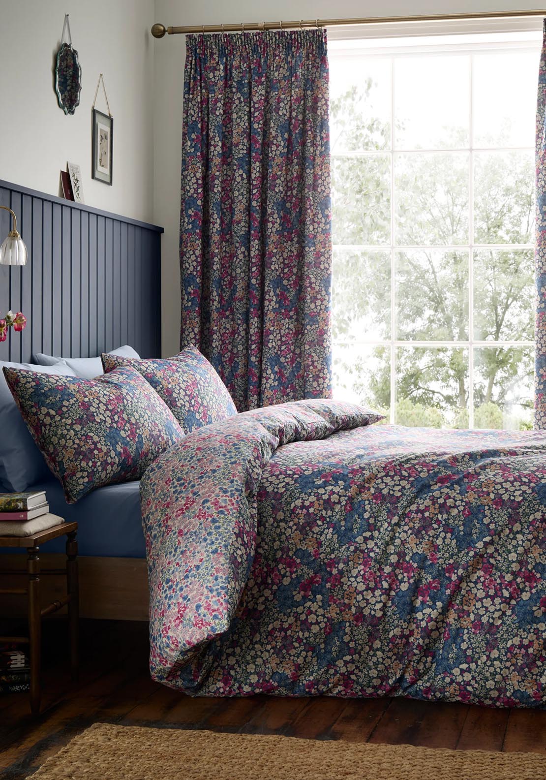 Heather &amp; Ferne Esther Duvet Cover Set - Navy 1 Shaws Department Stores