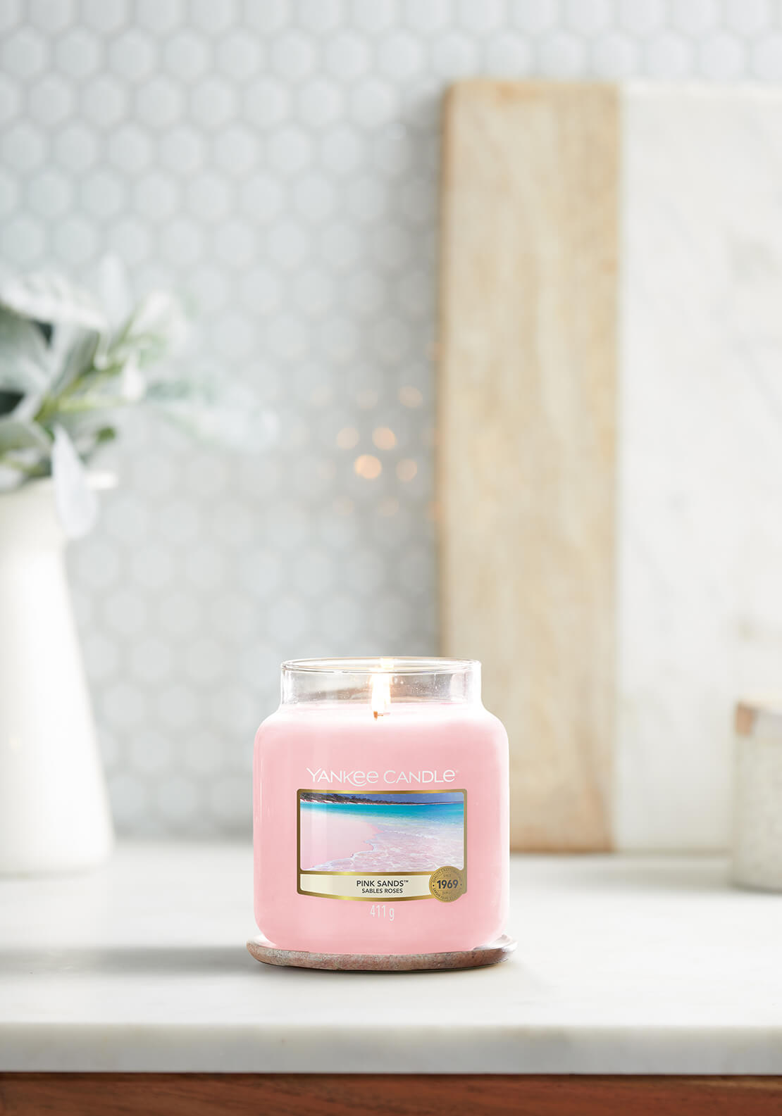 Yankee Candle Medium Jar - Pink Sands - Pink 1 Shaws Department Stores