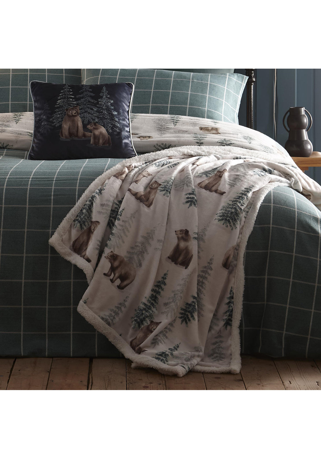 The Home Collection Soft Bear Throw 150cm x 200cm - Green 4 Shaws Department Stores