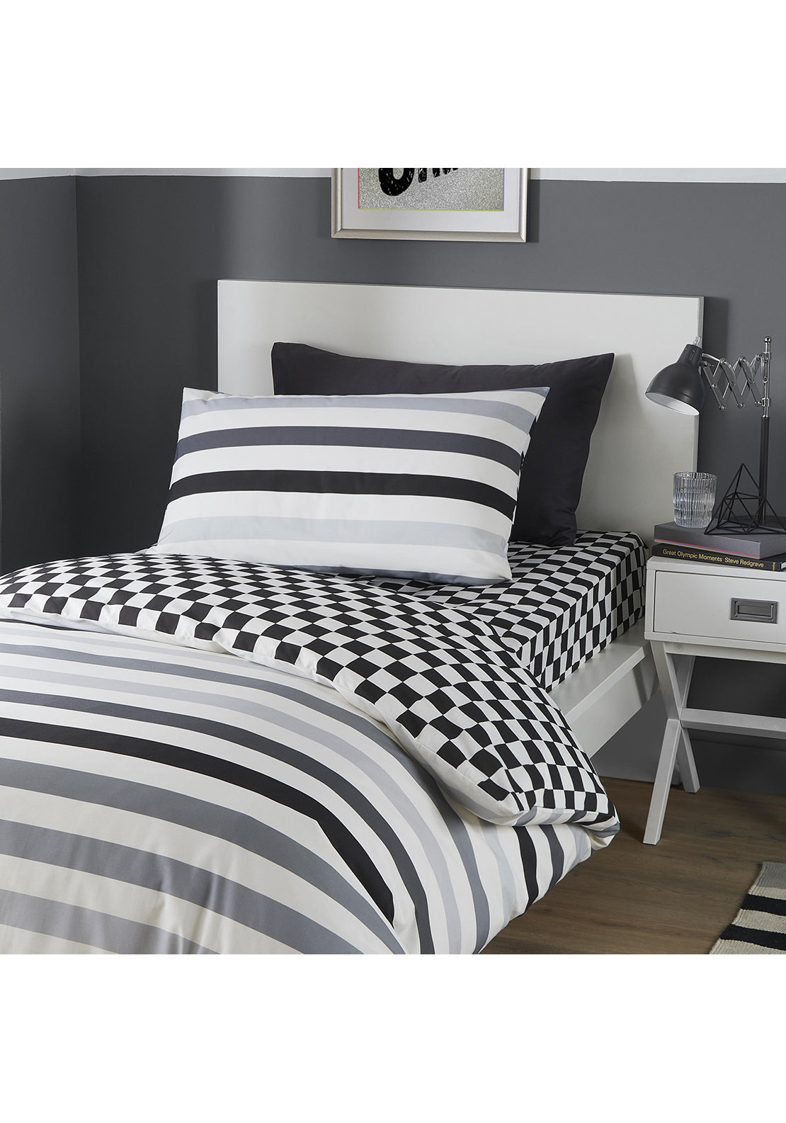  The Home Collection Racing Stripe Duvet Cover Set - Mono 2 Shaws Department Stores